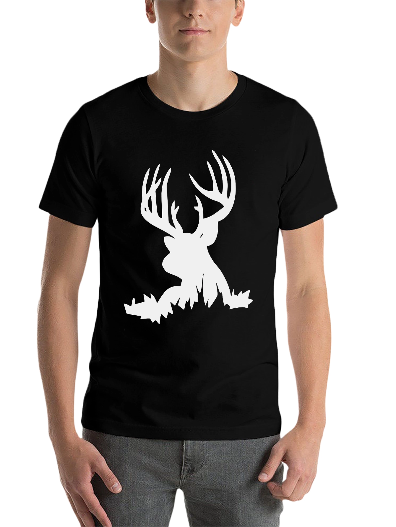 Black Deer Head Graphic Tee - Men's Black T-Shirt view 7