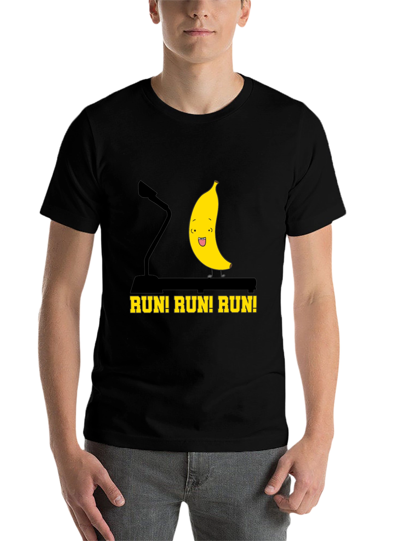 Black Run Banana Run Funny Graphic Tee view 7