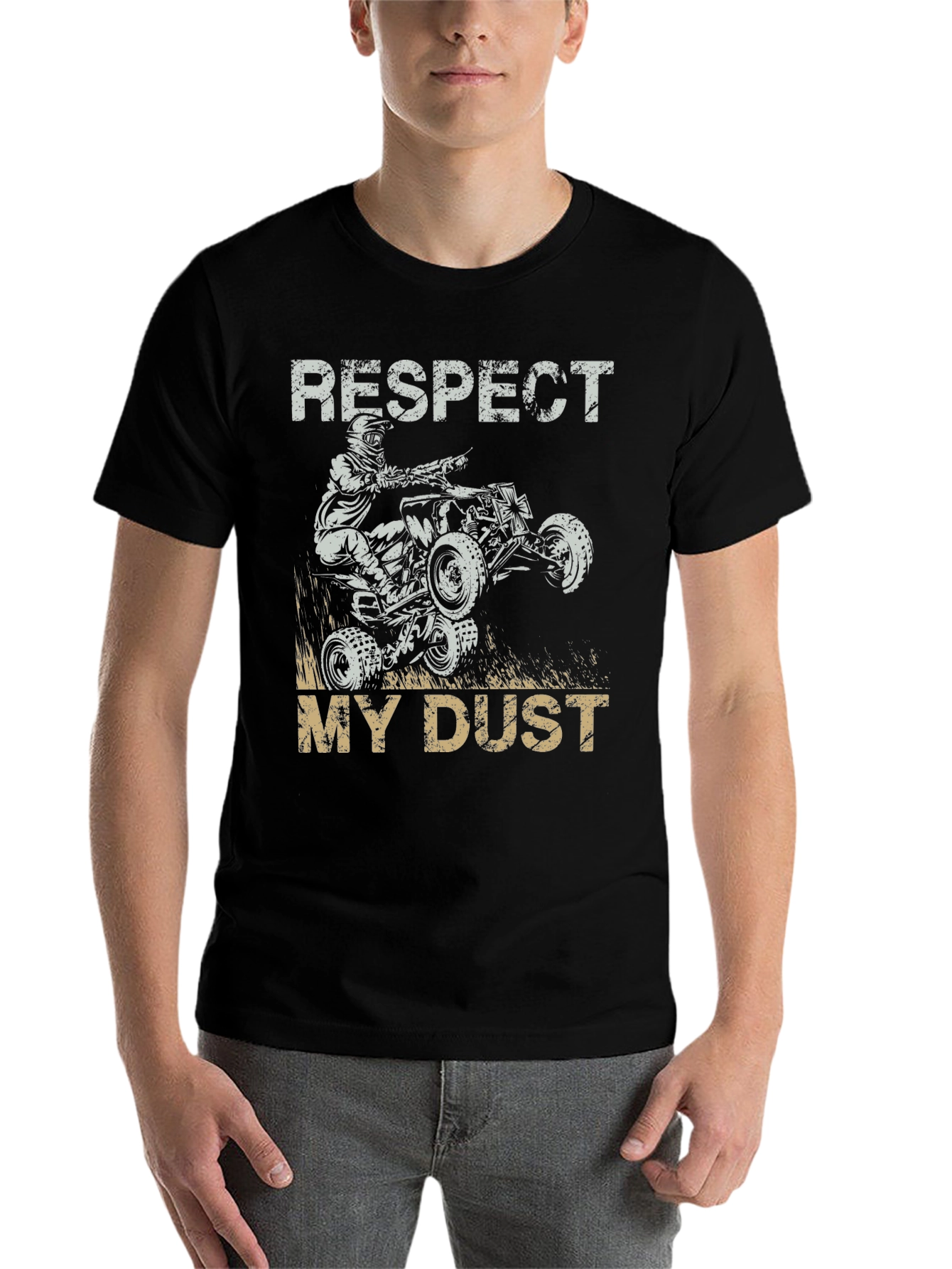 Black Respect My Dust ATV Rider Graphic Tee view 7
