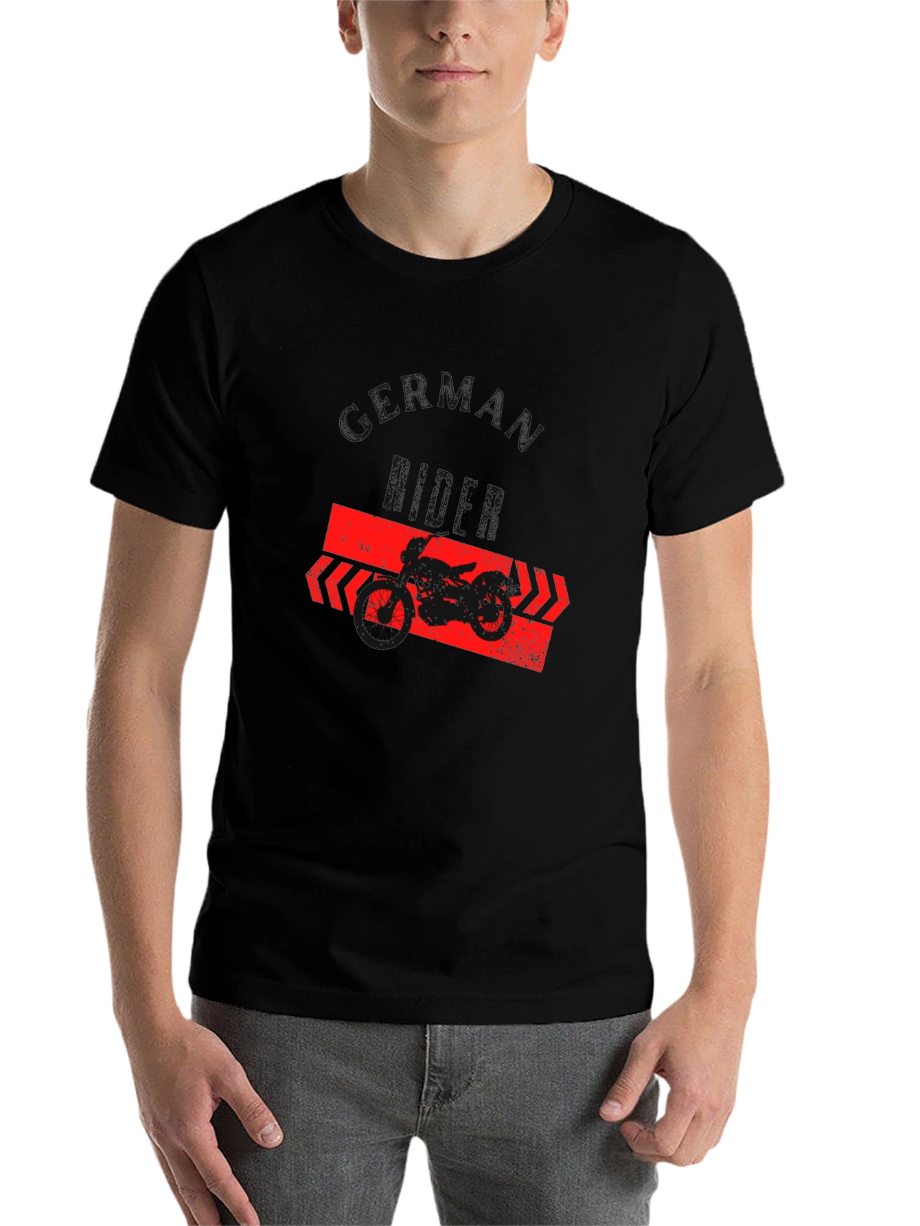 Black German Rider T-Shirt - Black, Motorcycle Graphic Tee view 7