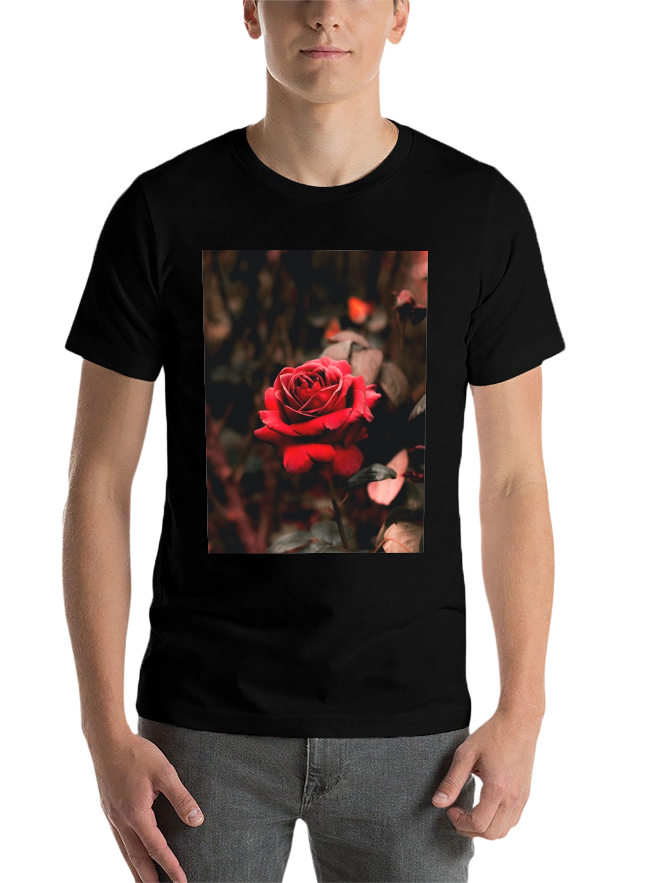 Black Rose Graphic Tee - Black Cotton T-Shirt view 7