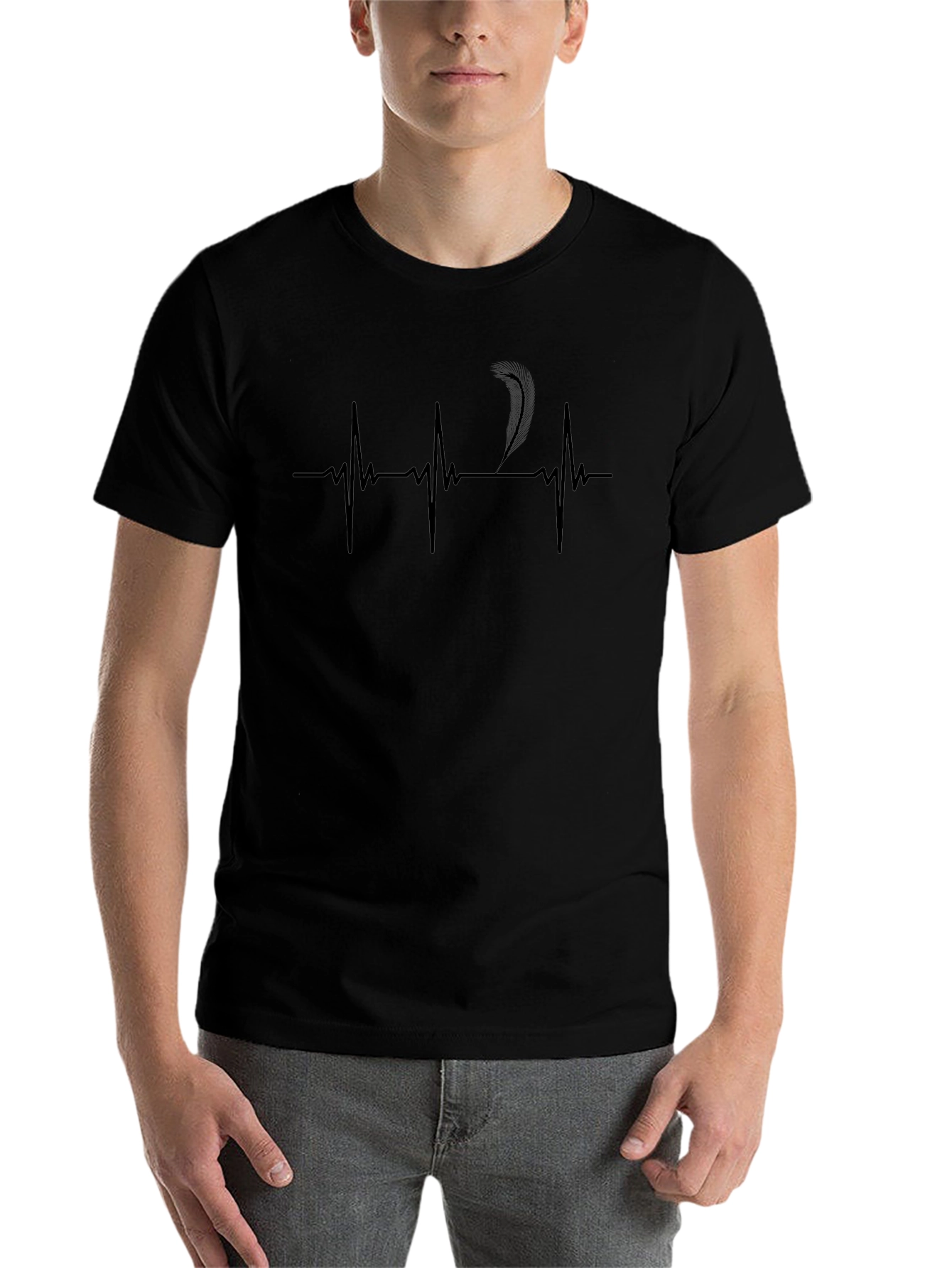 Black Heartbeat Paddleboard T-Shirt - Black Graphic Tee view 7
