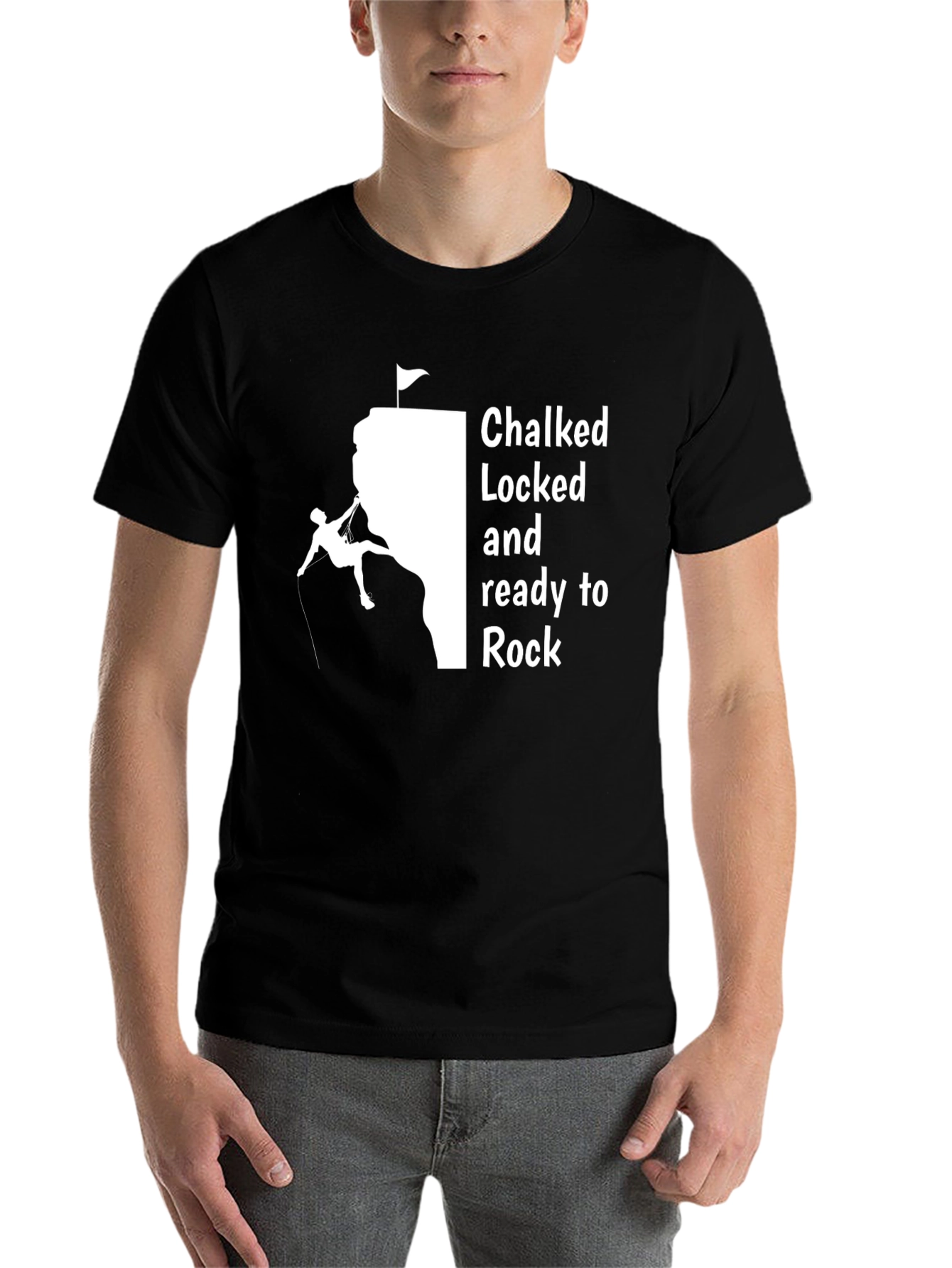 Black Climber Graphic T-Shirt - Chalked, Locked and Ready to Rock view 7