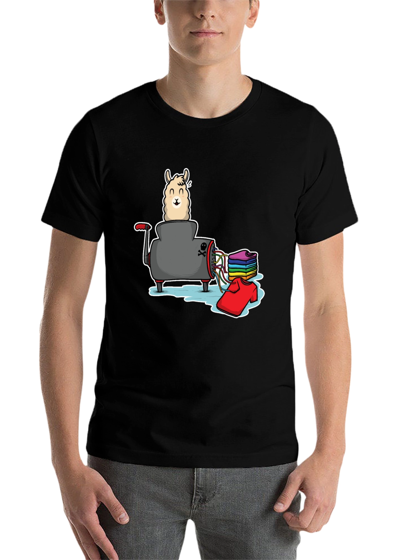 Black Llama T-Shirt - Whimsical Design view 7
