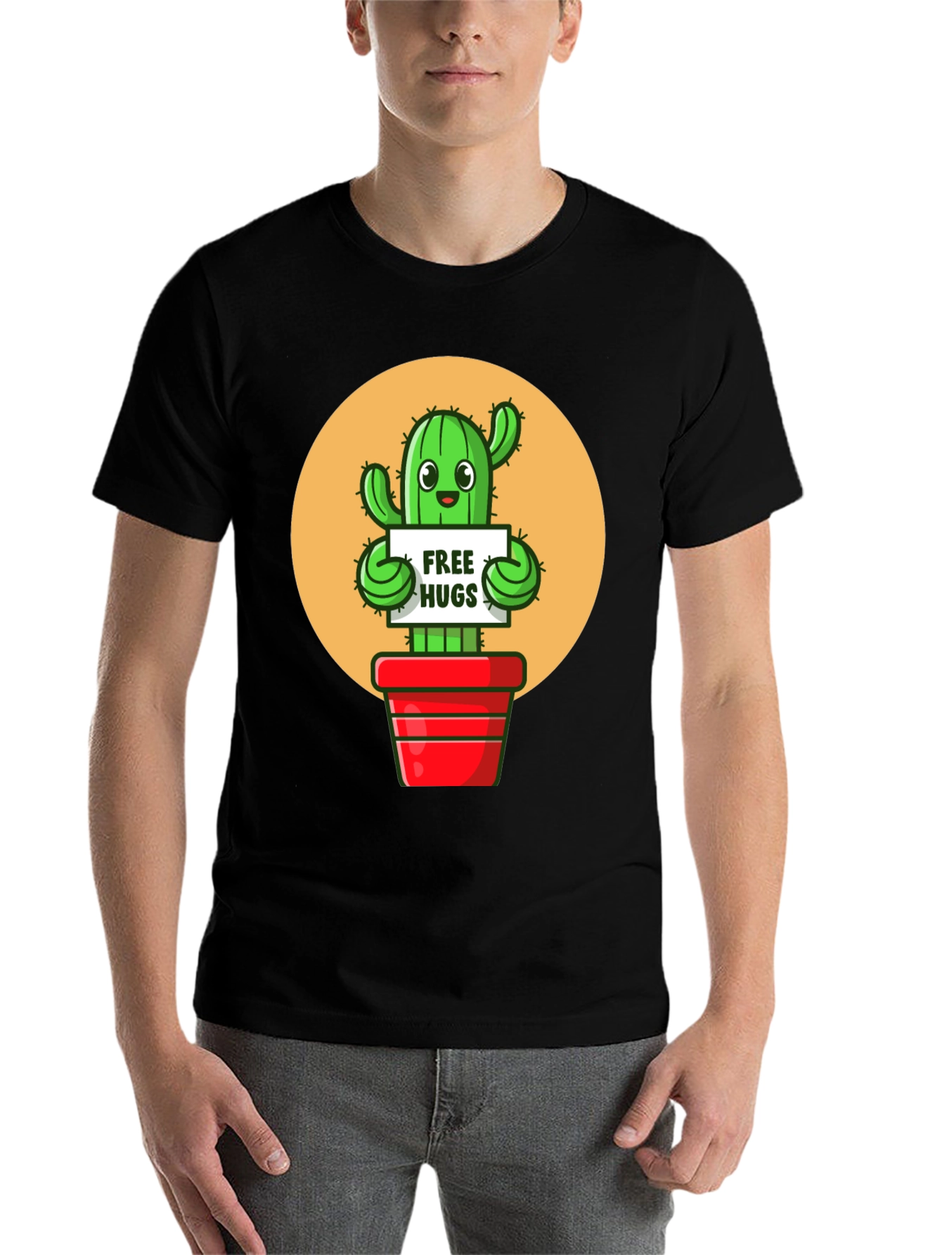 Black Cactus Free Hugs Graphic Tee view 7