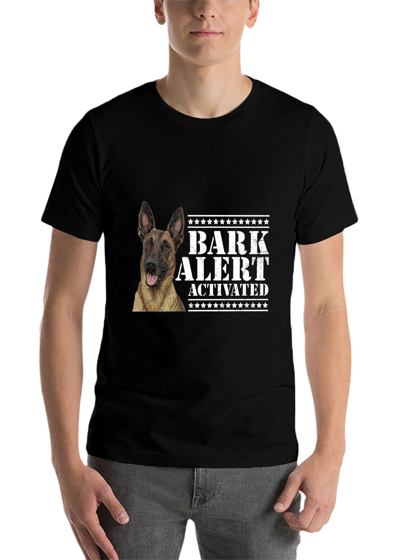 Black Bark Alert Dog Lover T-Shirt view 7