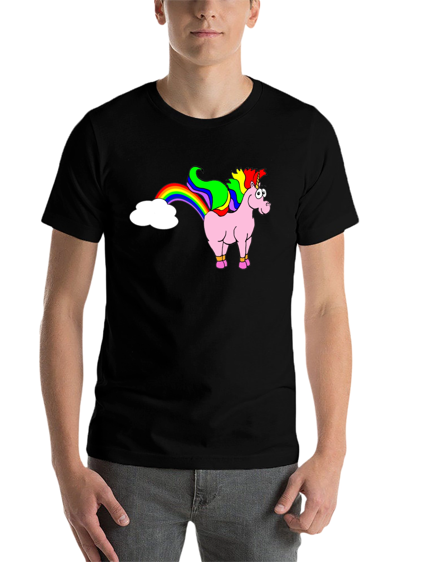 Black Unicorn Rainbow Funny Graphic Tee view 7