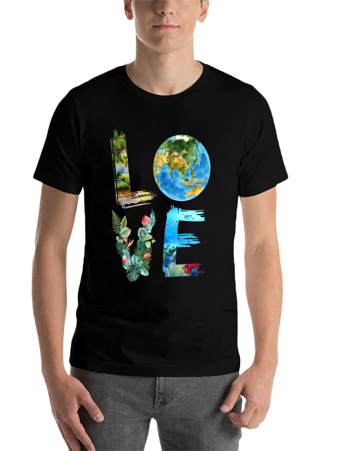 Black Love Earth Graphic Tee - Nature Inspired view 7