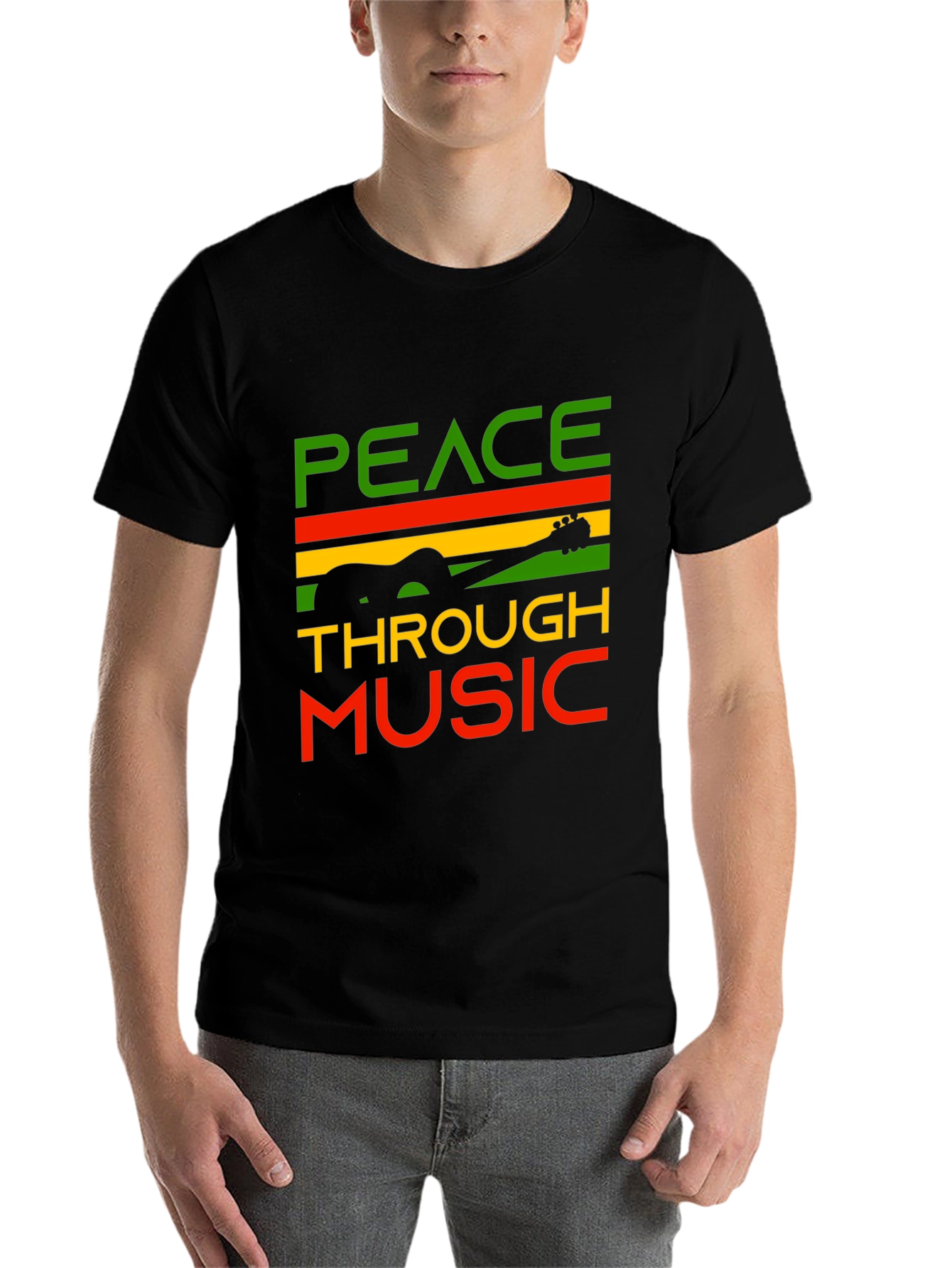 Black Peace Through Music Graphic Tee view 7