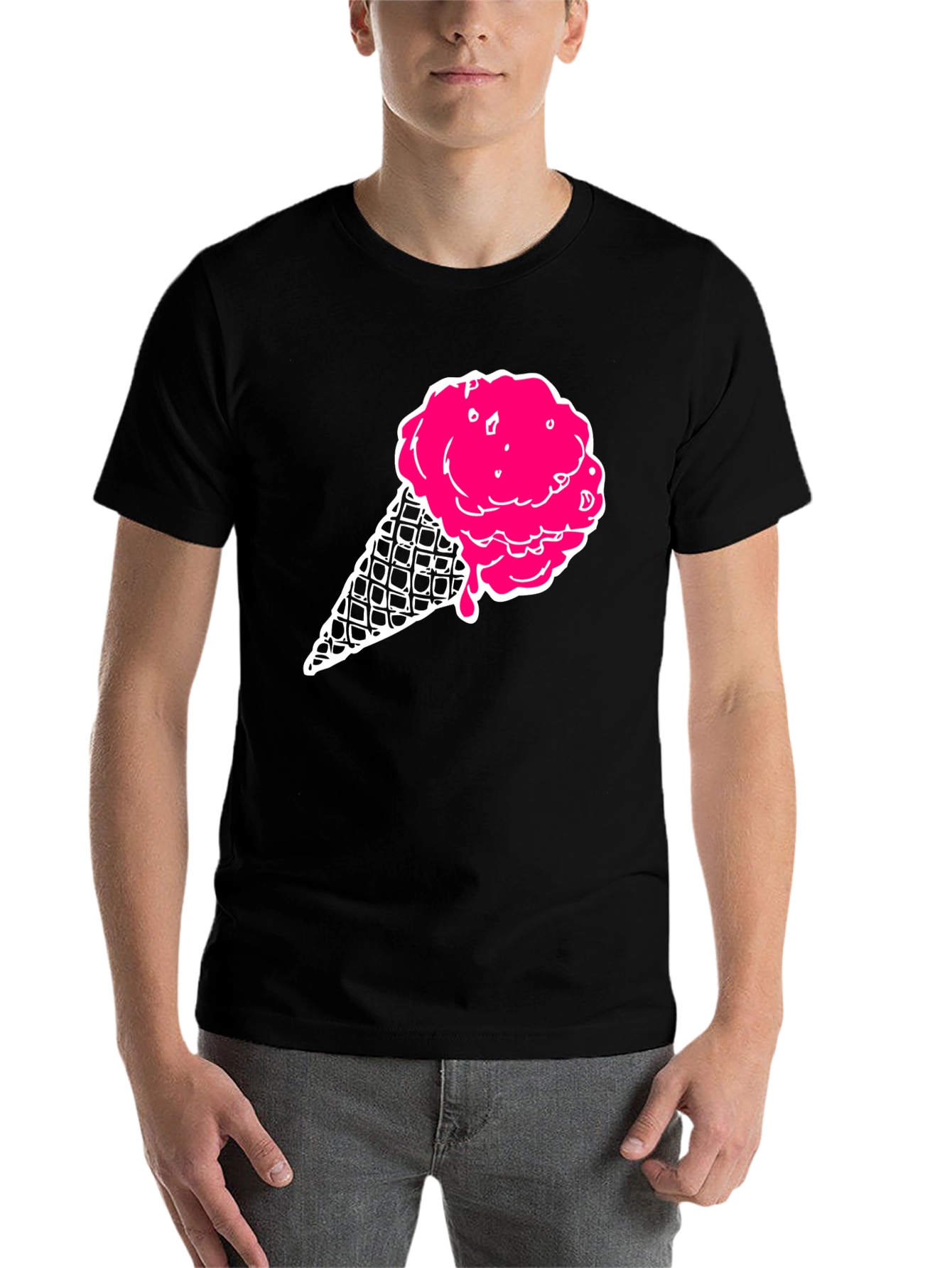 Black Ice Cream Graphic Tee - Black Cotton T-Shirt view 7