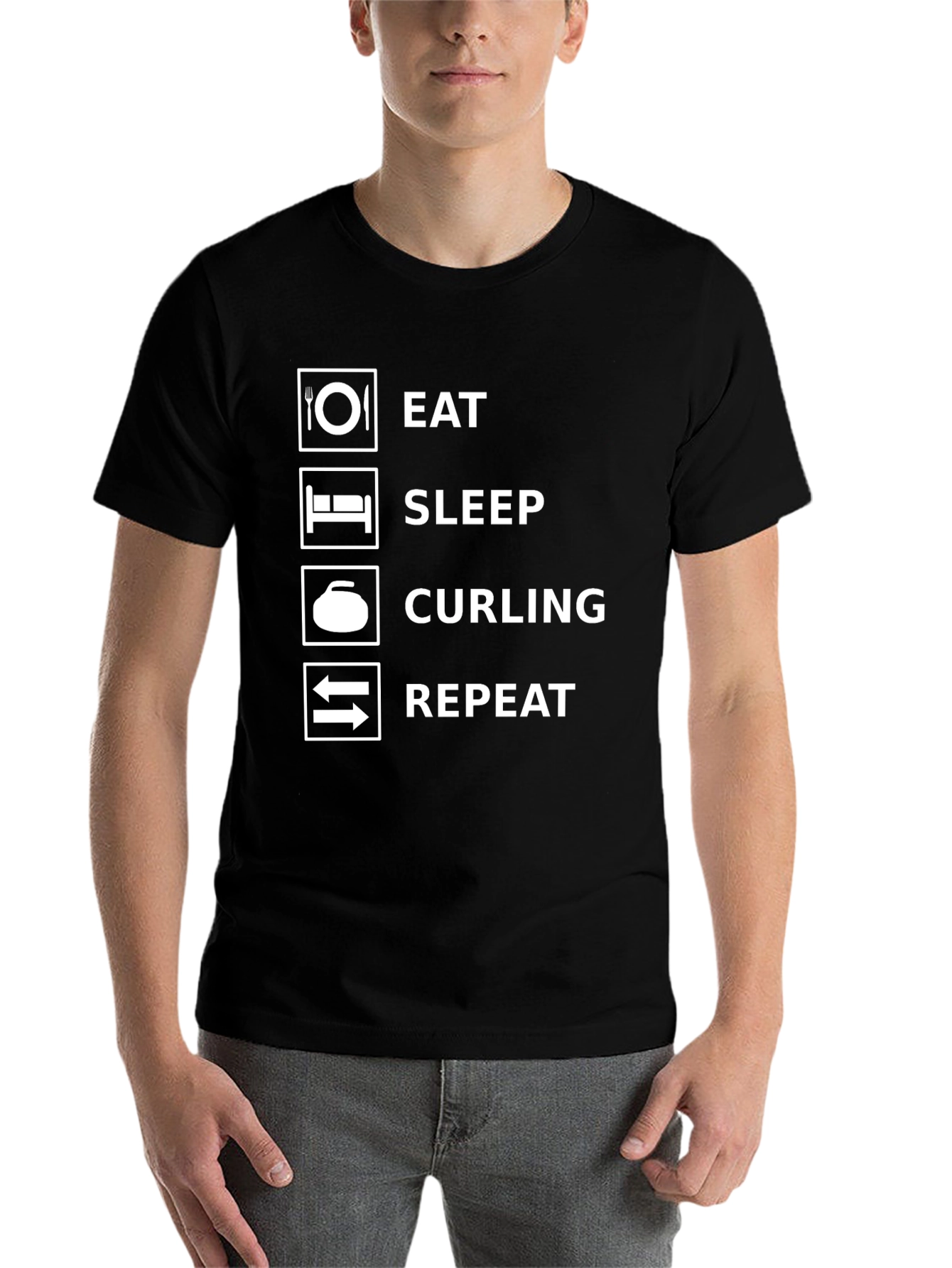 Black Eat Sleep Curling Repeat T-Shirt view 7