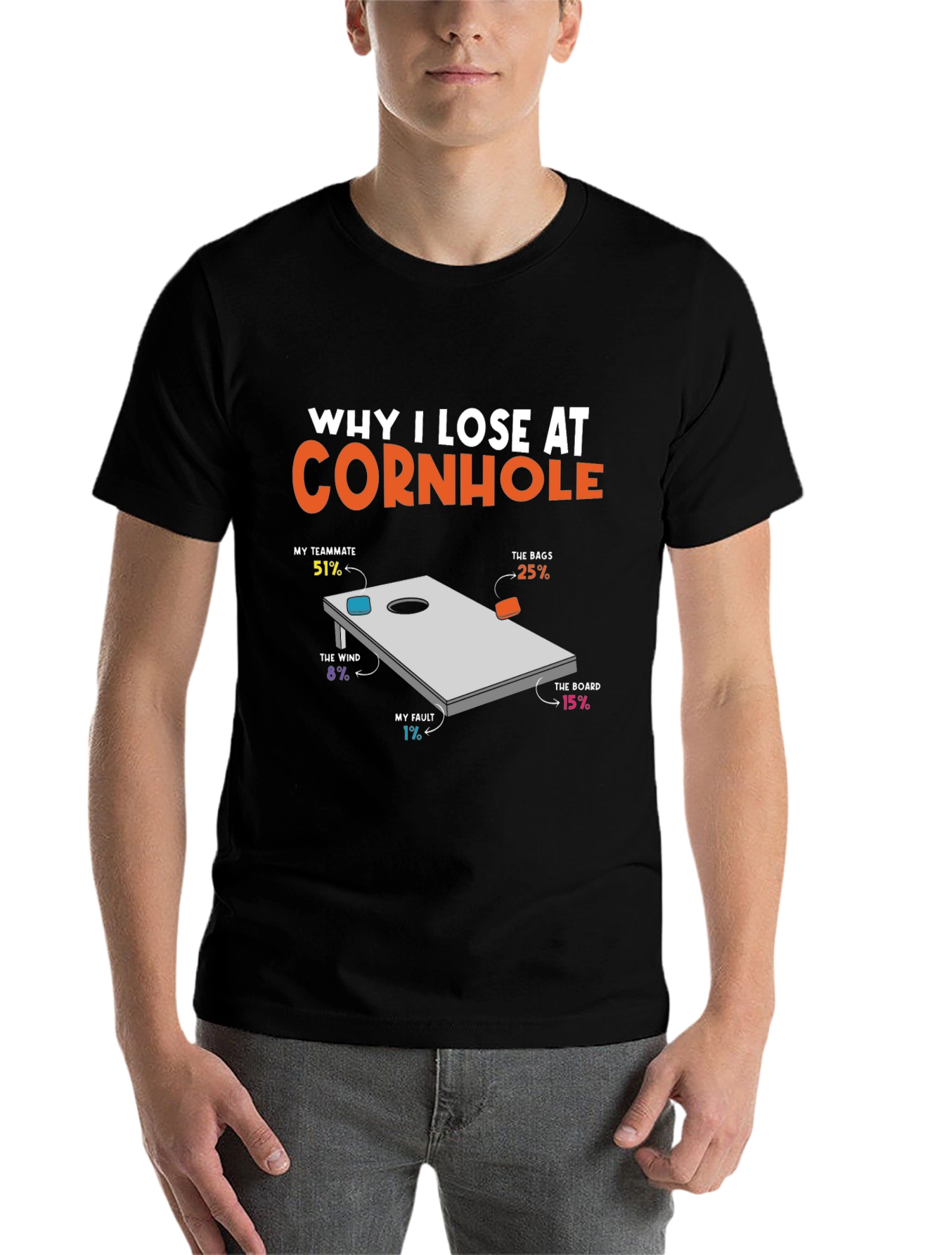 Black Funny Cornhole T-Shirt - Blame Your Losses! view 7