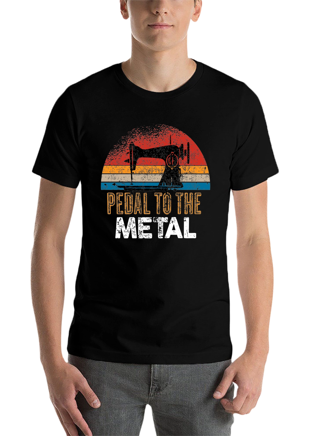 Black Pedal to the Metal Sewing Machine Graphic T-Shirt view 7