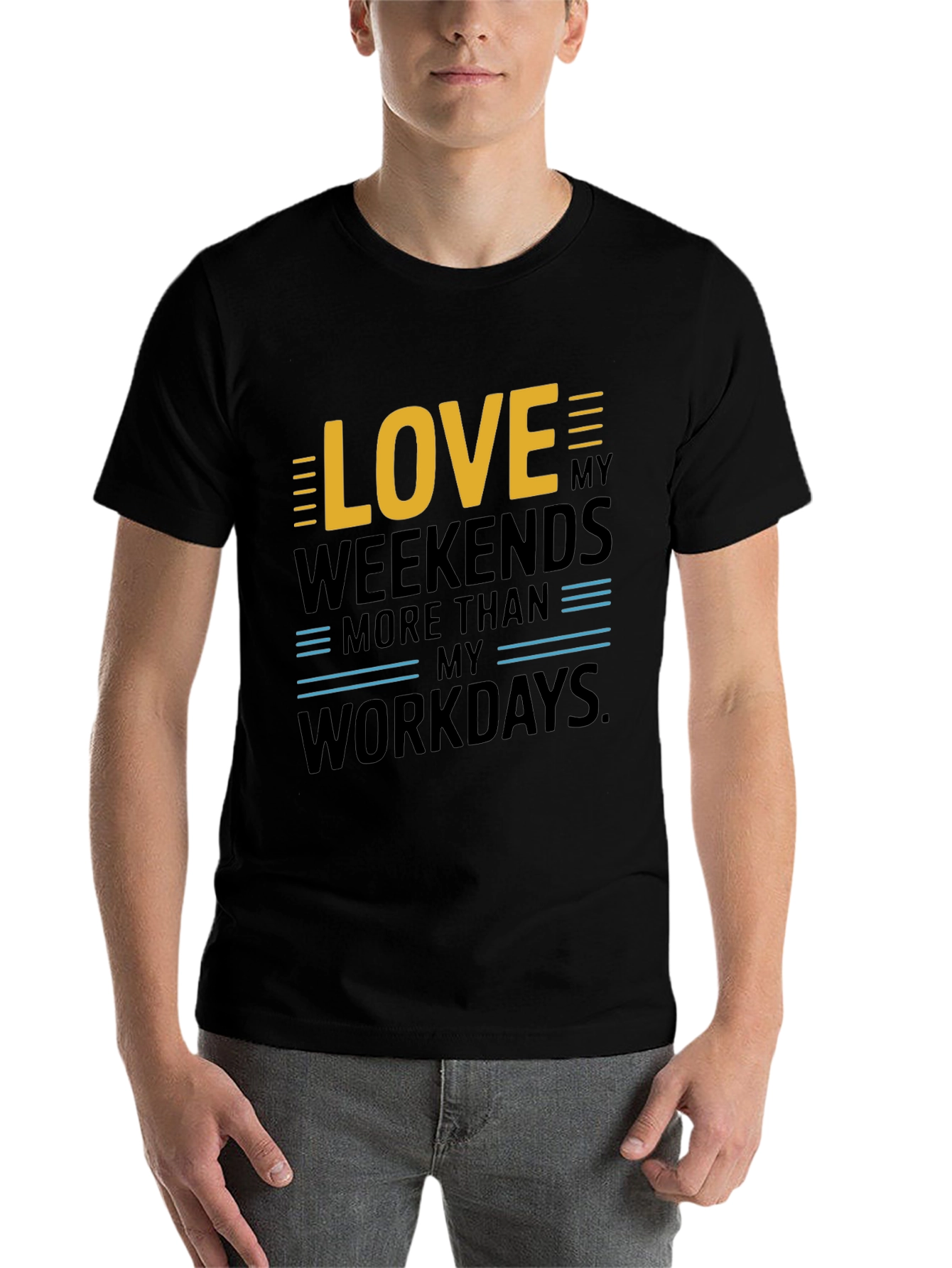 Black Love My Weekends Graphic Tee - Black Cotton view 7
