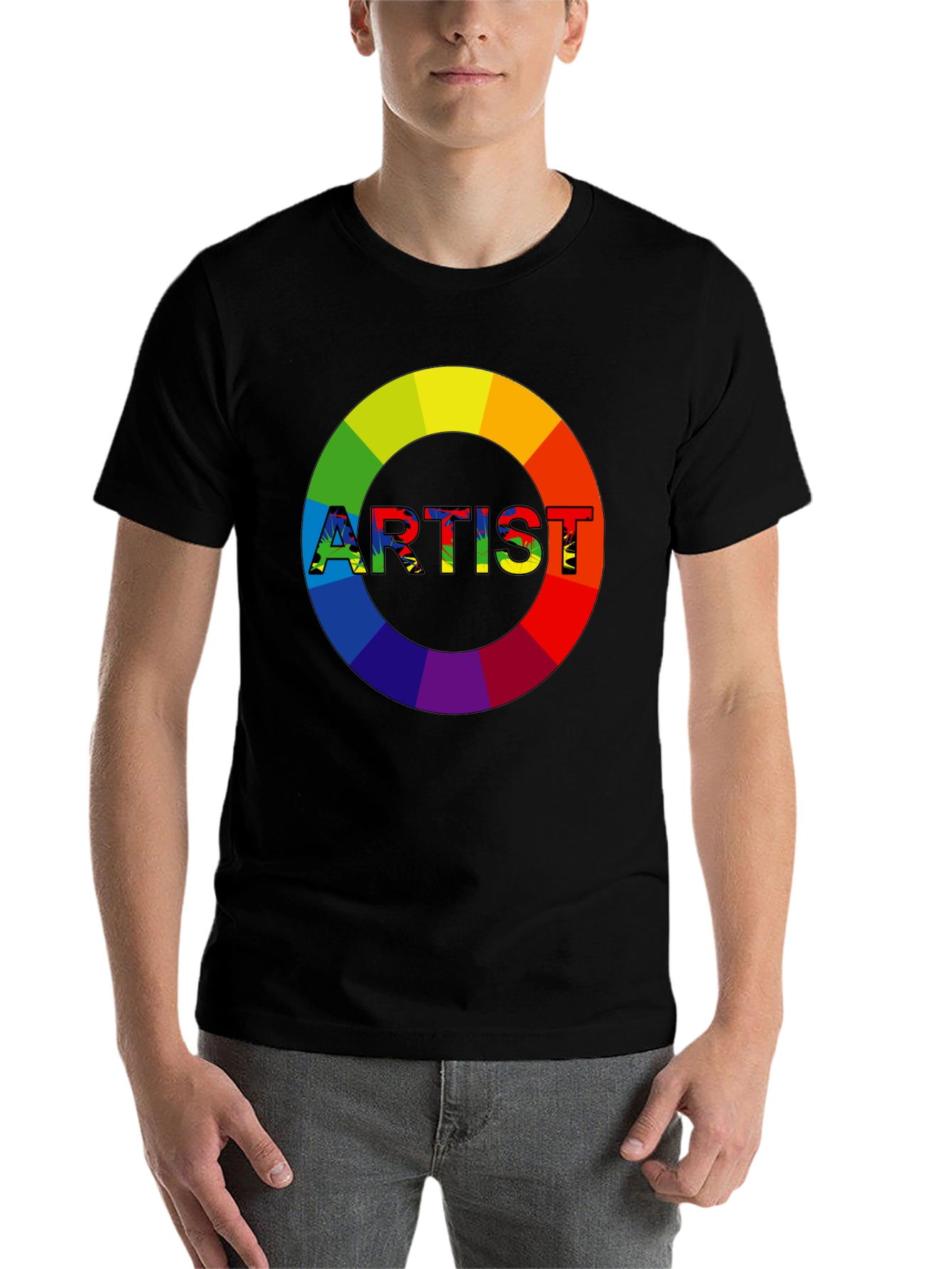 Black Rainbow Artist Graphic Tee - Creative Expression view 7