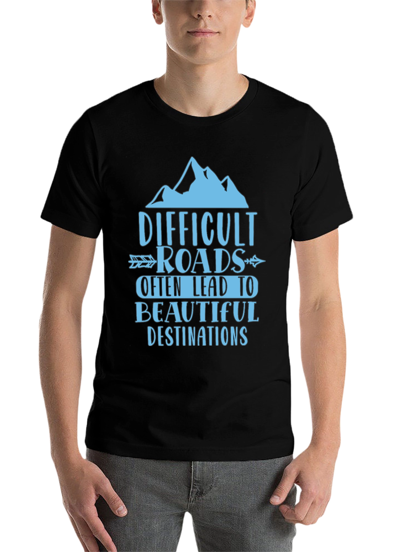 Black Difficult Roads Graphic Tee - Adventure Awaits view 7