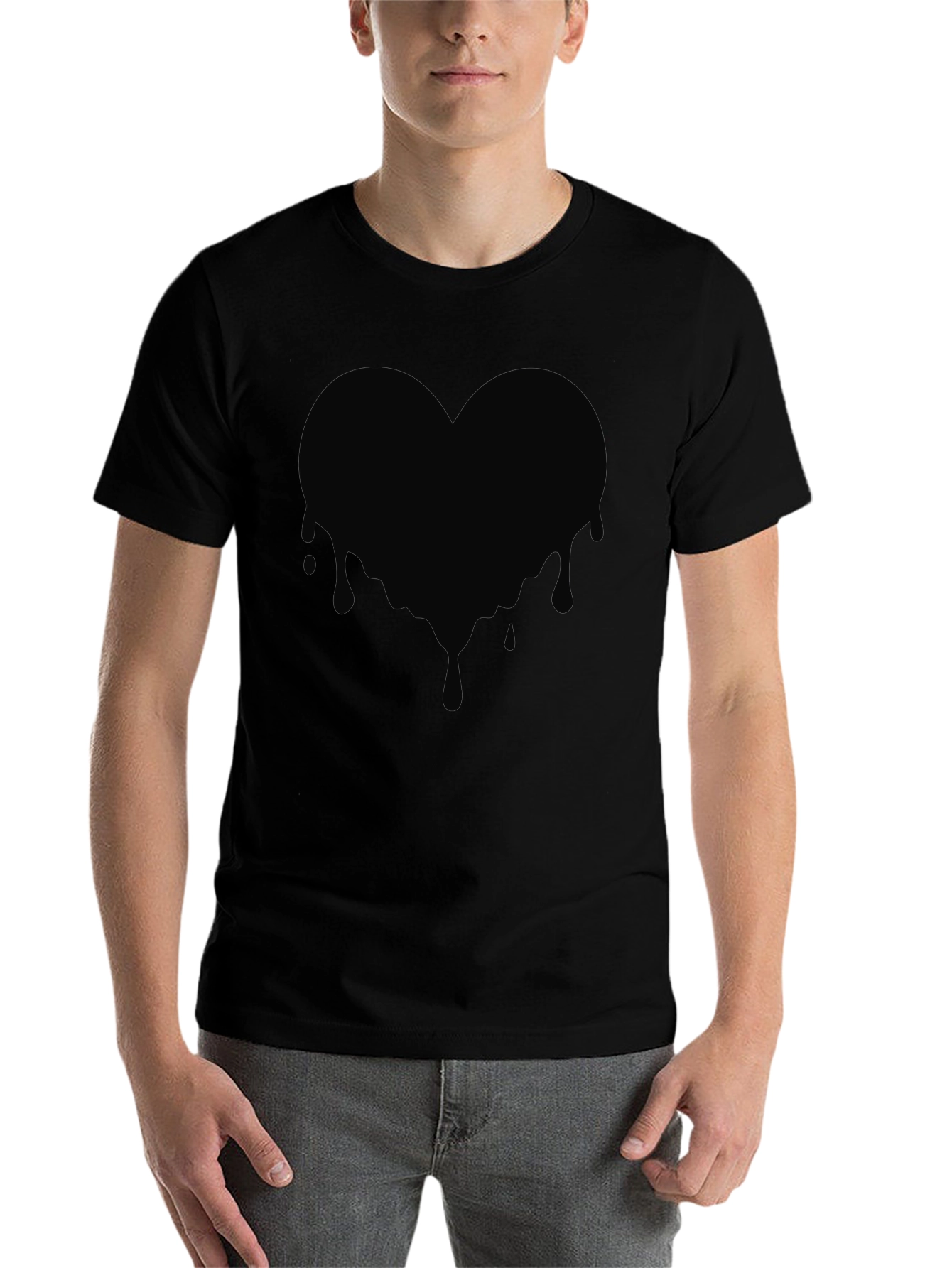 Black Melting Heart Graphic Tee - Black Cotton T-Shirt view 7