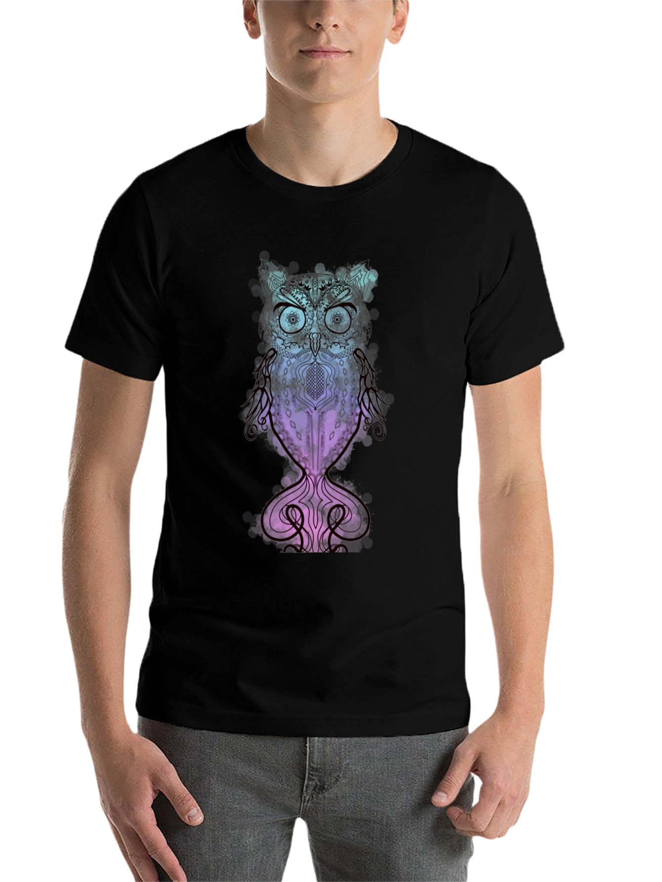 Black Owl Graphic T-Shirt - Unique Design view 7