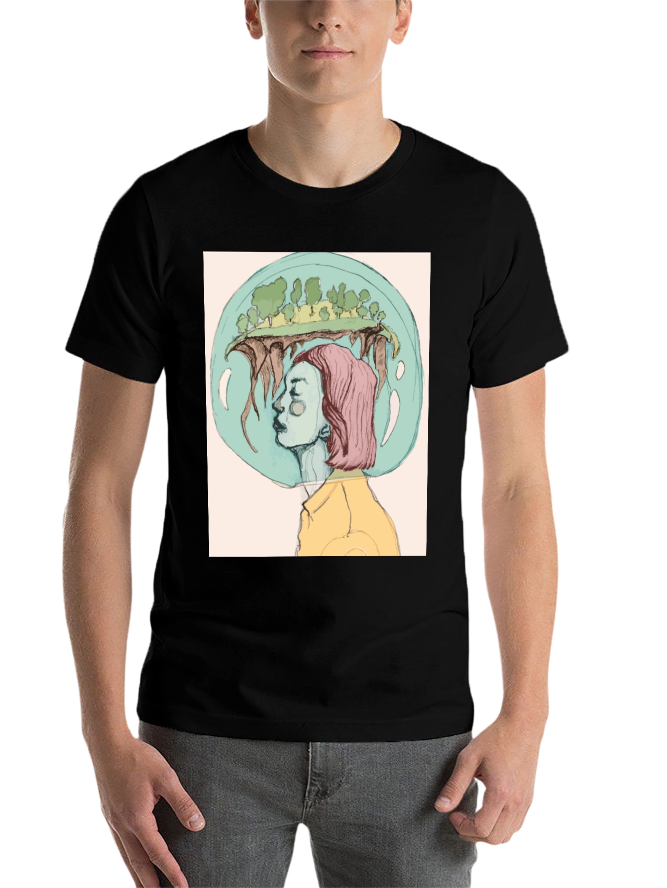 Black Surreal Dreamscape Graphic Tee view 7
