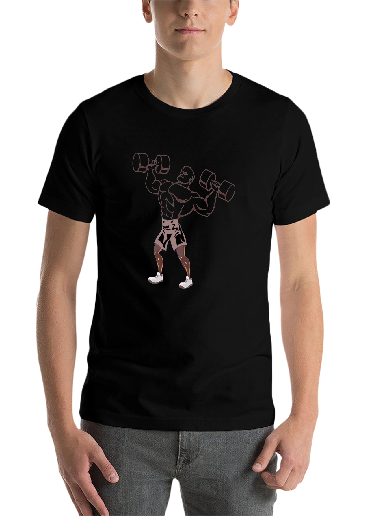 Black Black T-Shirt with Weightlifter Graphic view 7