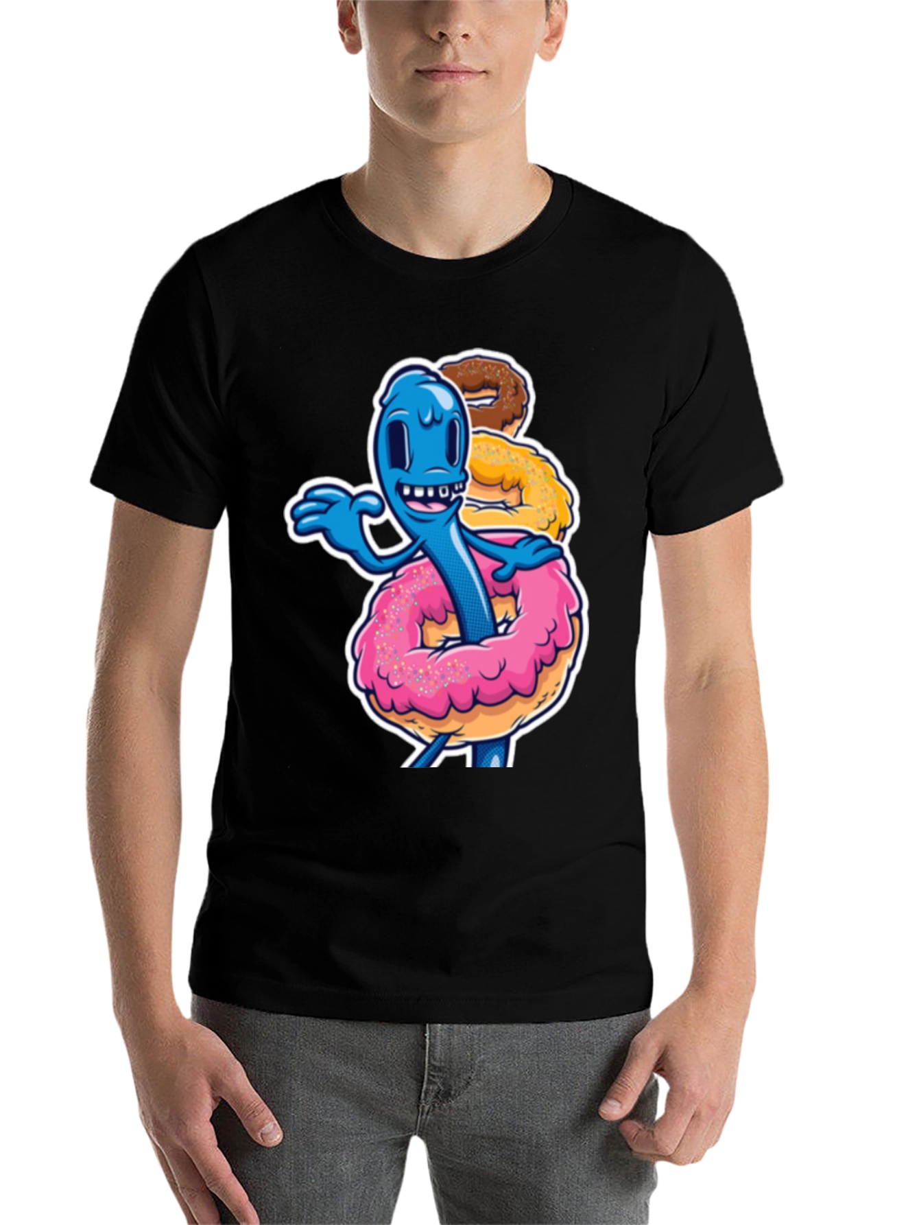 Black Donut Monster Graphic Tee - Fun & Unique Design view 7