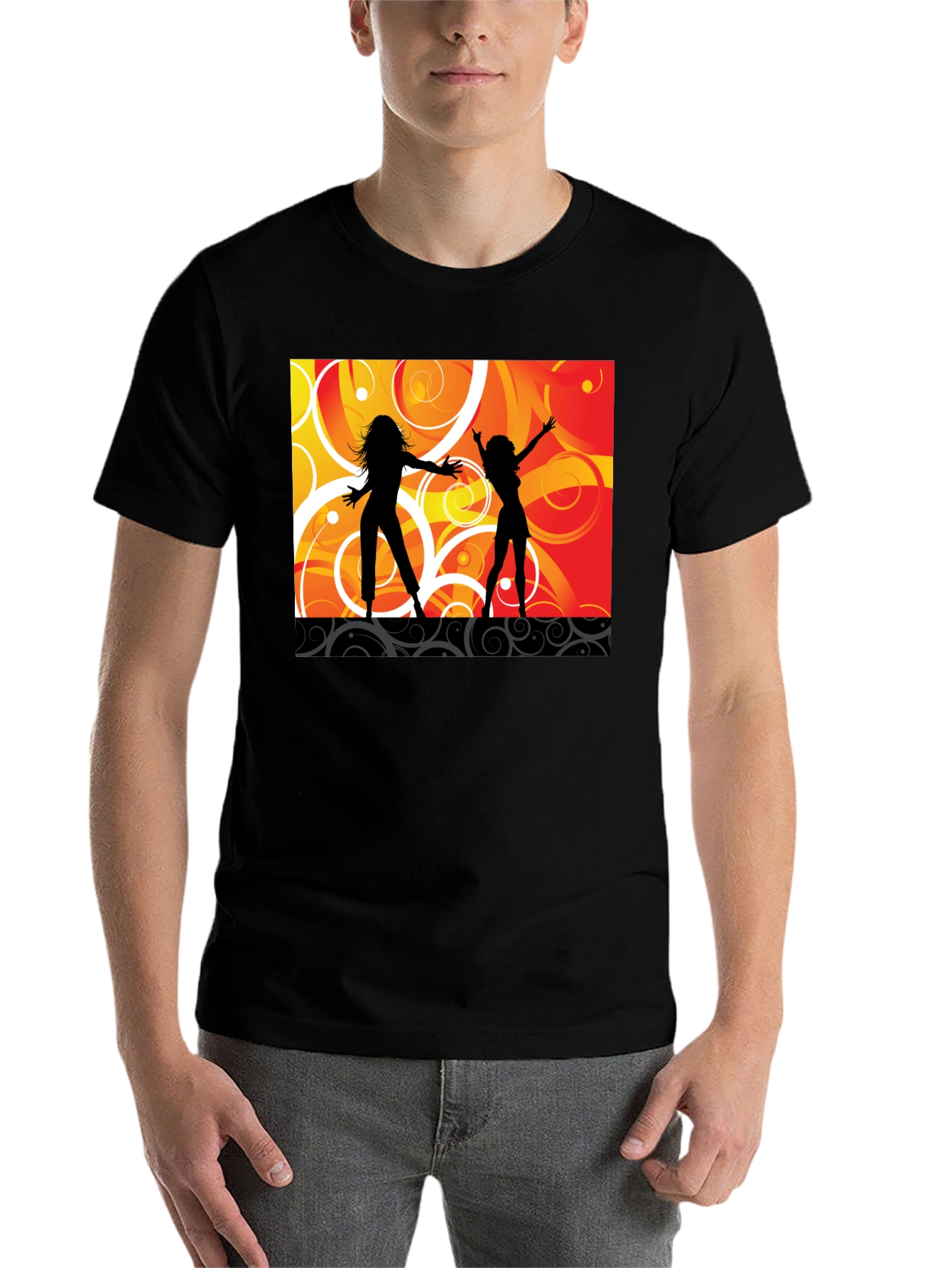 Black Retro Dance Silhouette Graphic Tee - Black view 7