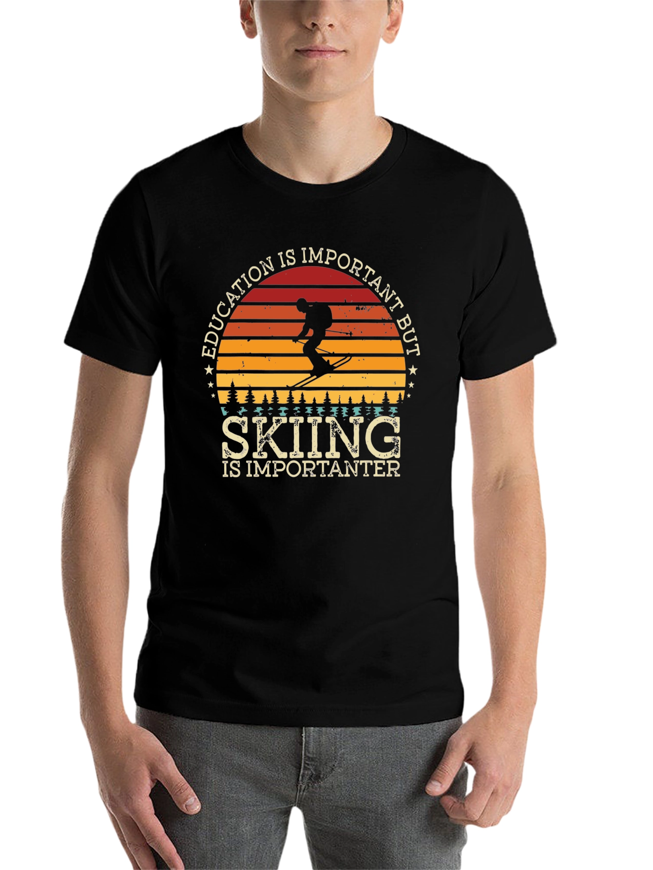 Black Skiing is Importanter Tee view 7