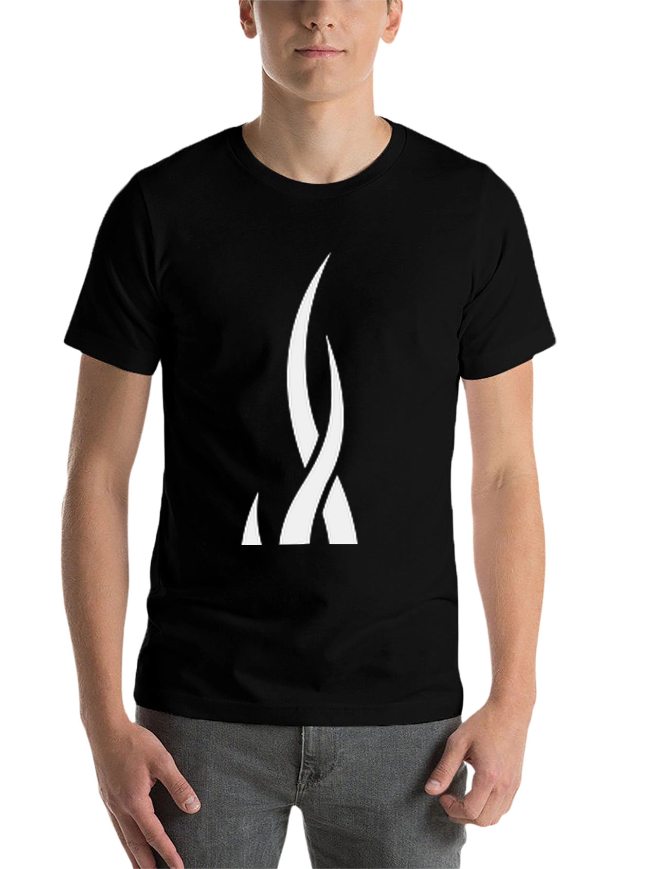 Black Abstract Flame Graphic Tee - Black Cotton Blend view 7