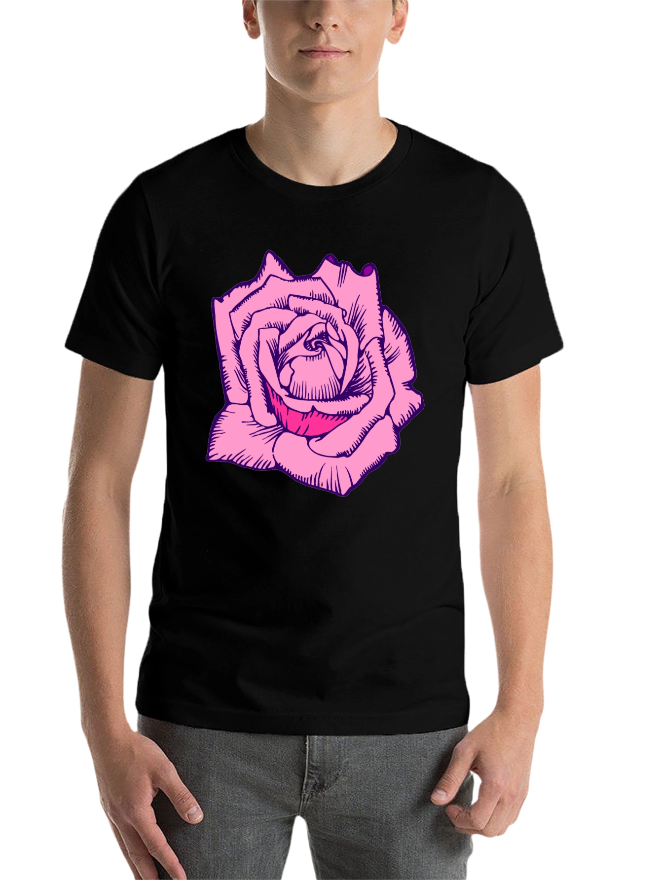 Black Rose Graphic Tee - Bold Black T-Shirt view 7