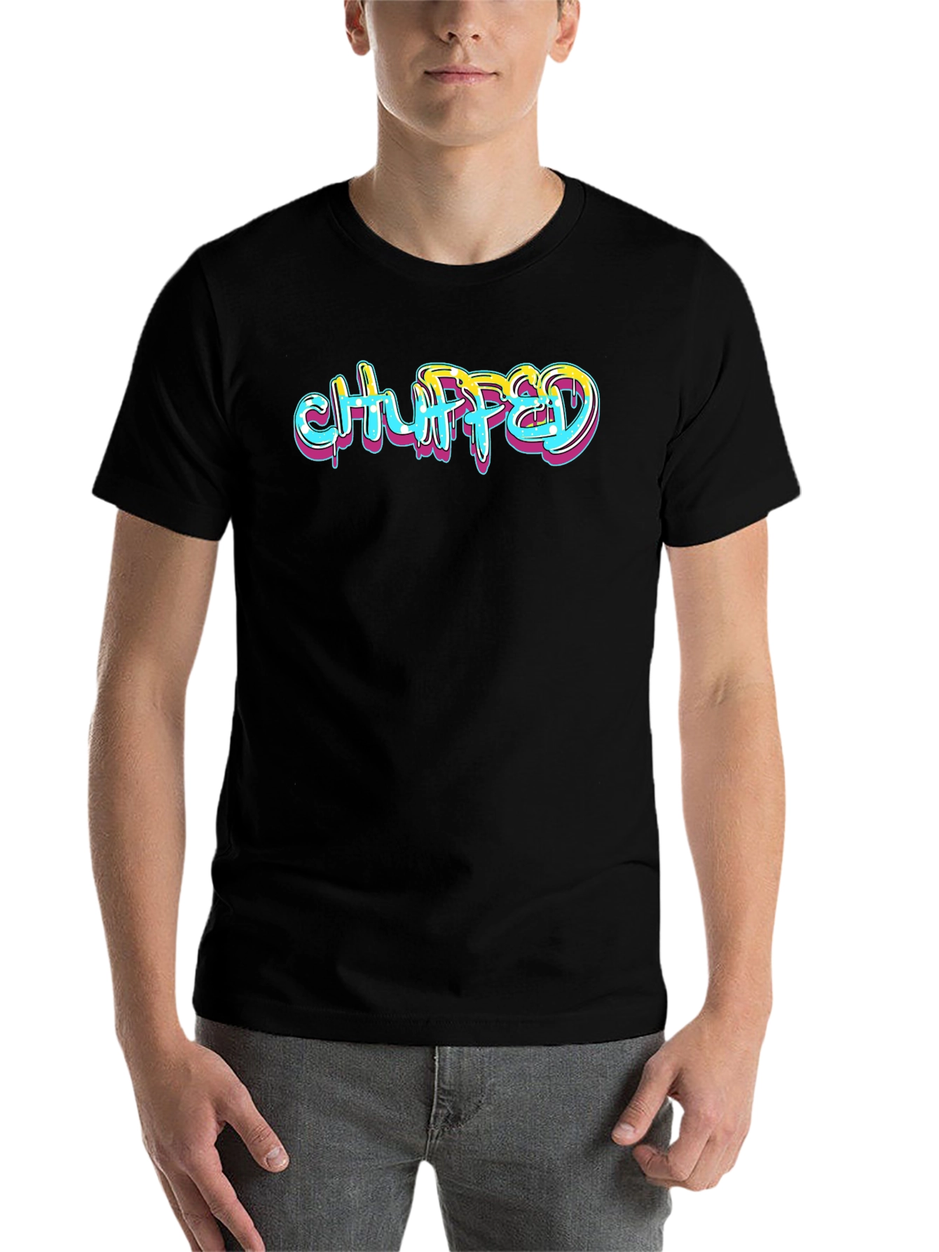 Black "Chuffed" Graphic Print Black T-Shirt view 7