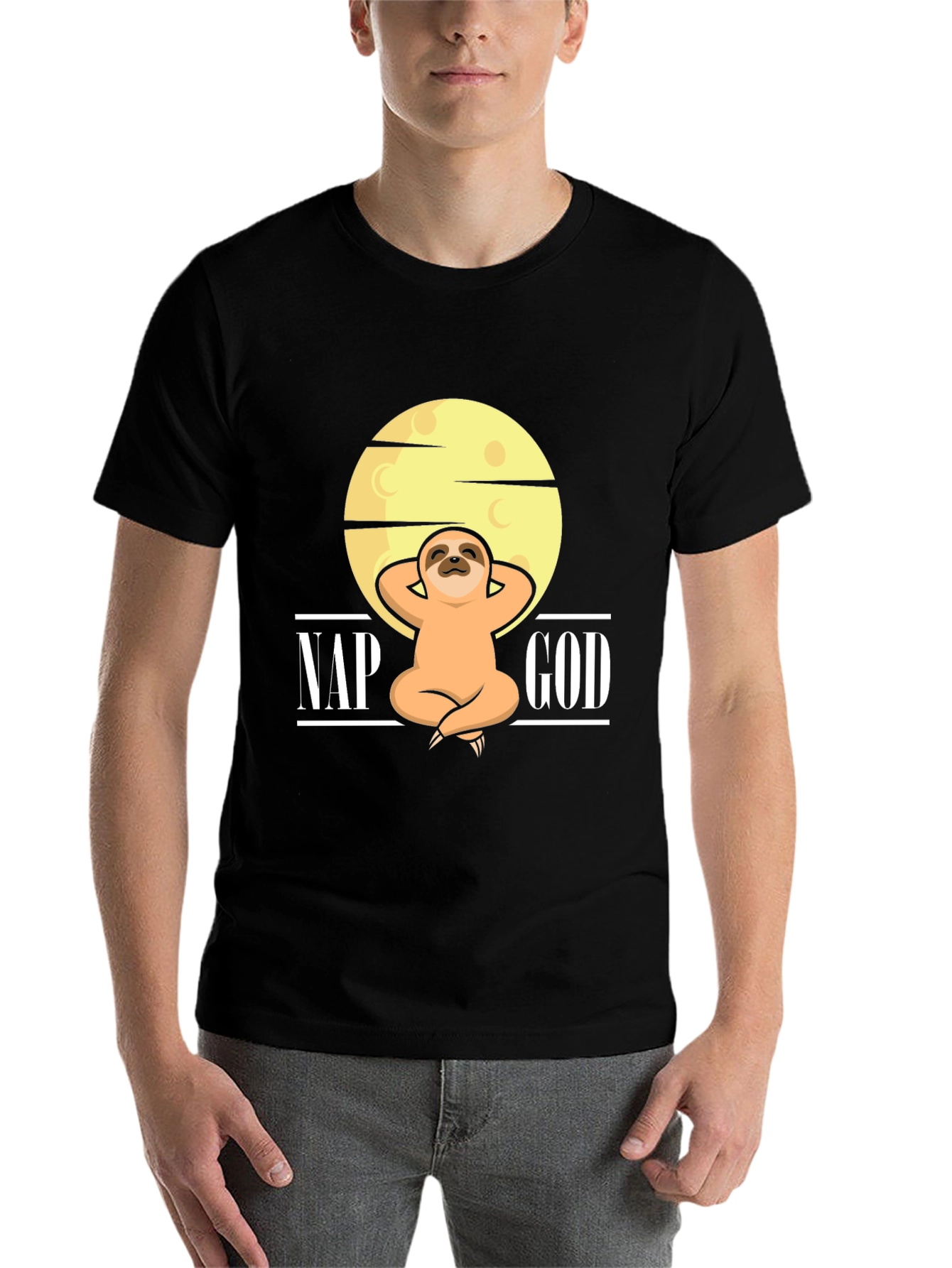 Black Nap God Sloth Graphic T-Shirt - Relax in Style view 7