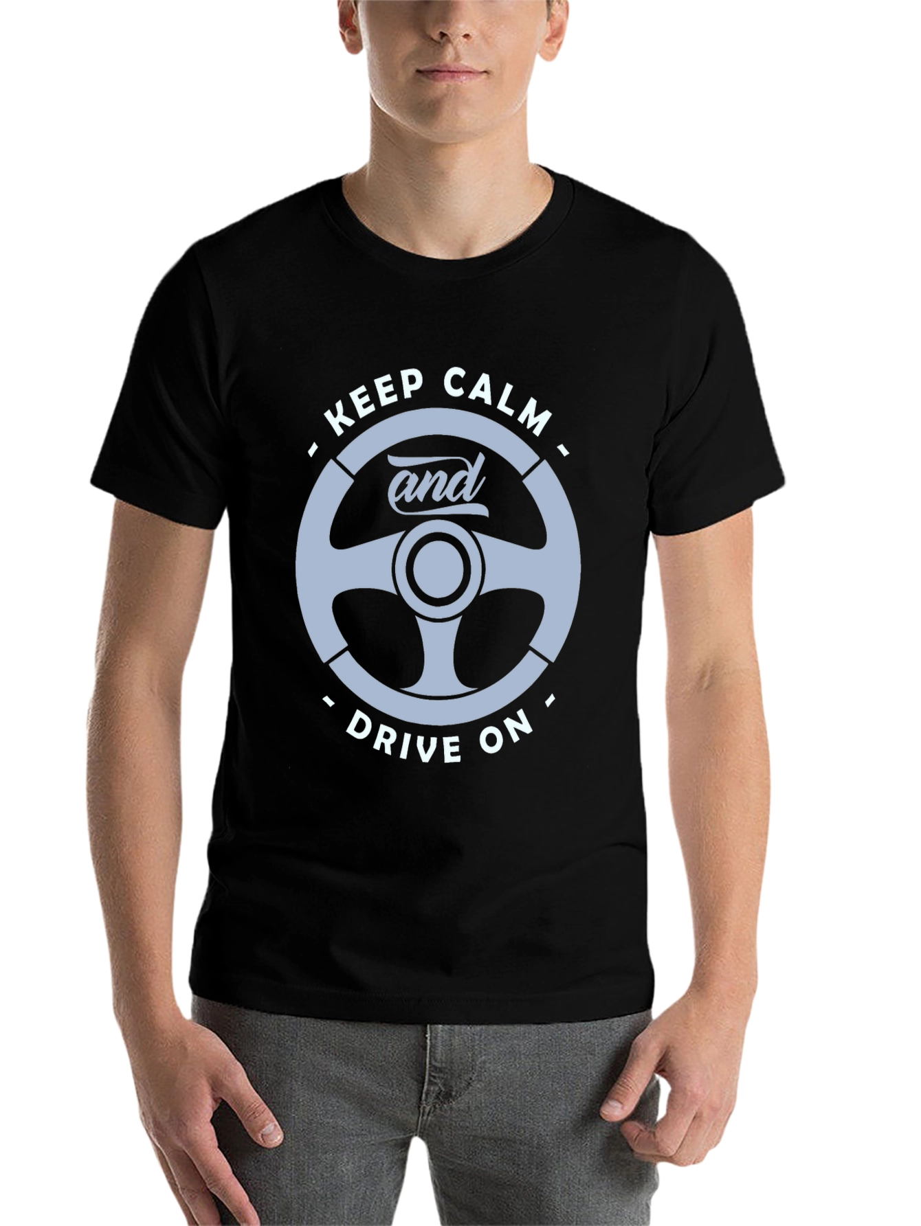 Black Keep Calm and Drive On T-Shirt view 7