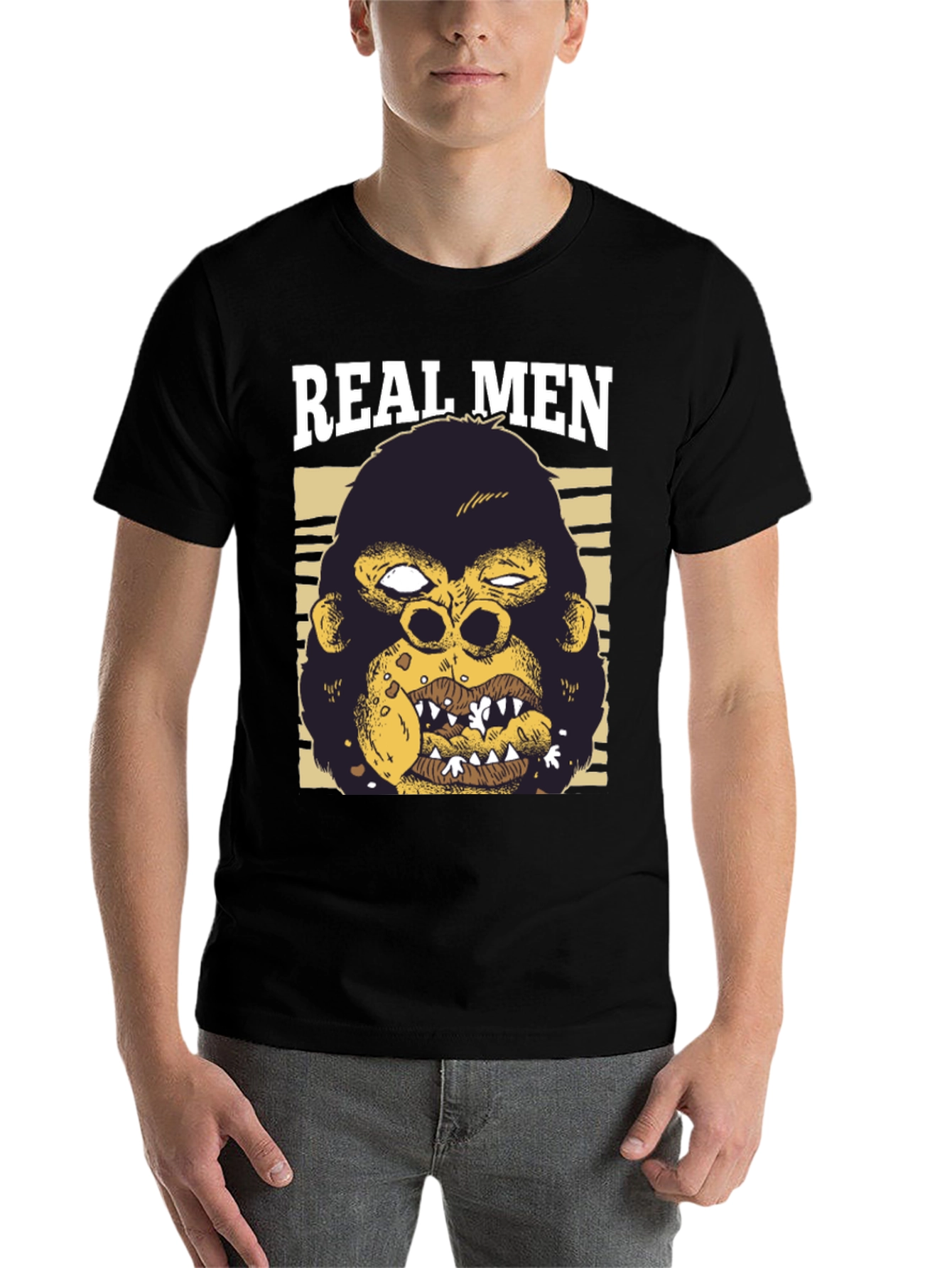Black Real Men Gorilla Graphic T-Shirt view 7