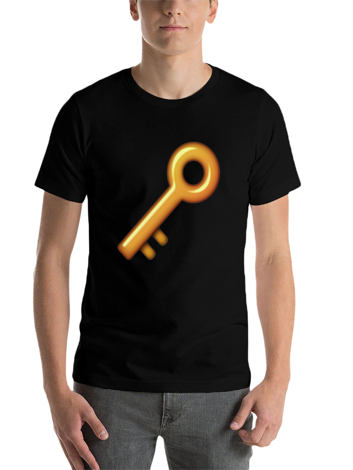 Black Golden Key Graphic Black T-Shirt view 7