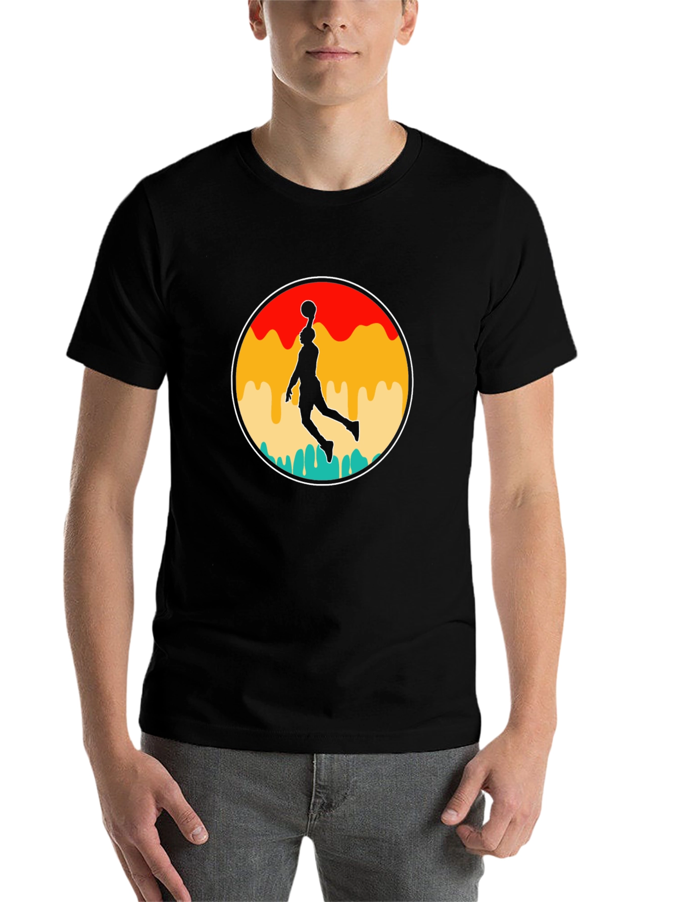 Black Retro Basketball Player Graphic T-Shirt view 7