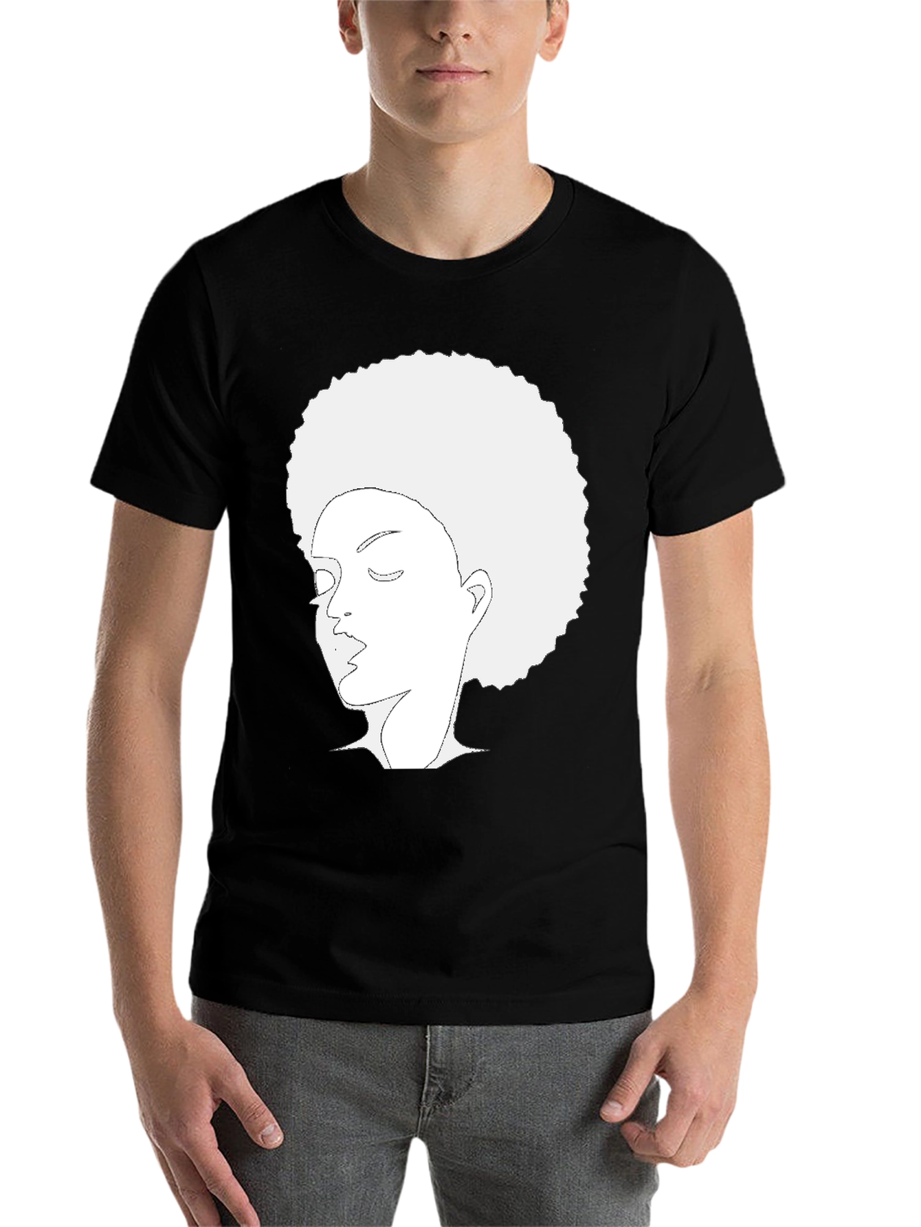 Black Afro Woman Graphic Black Tee view 7