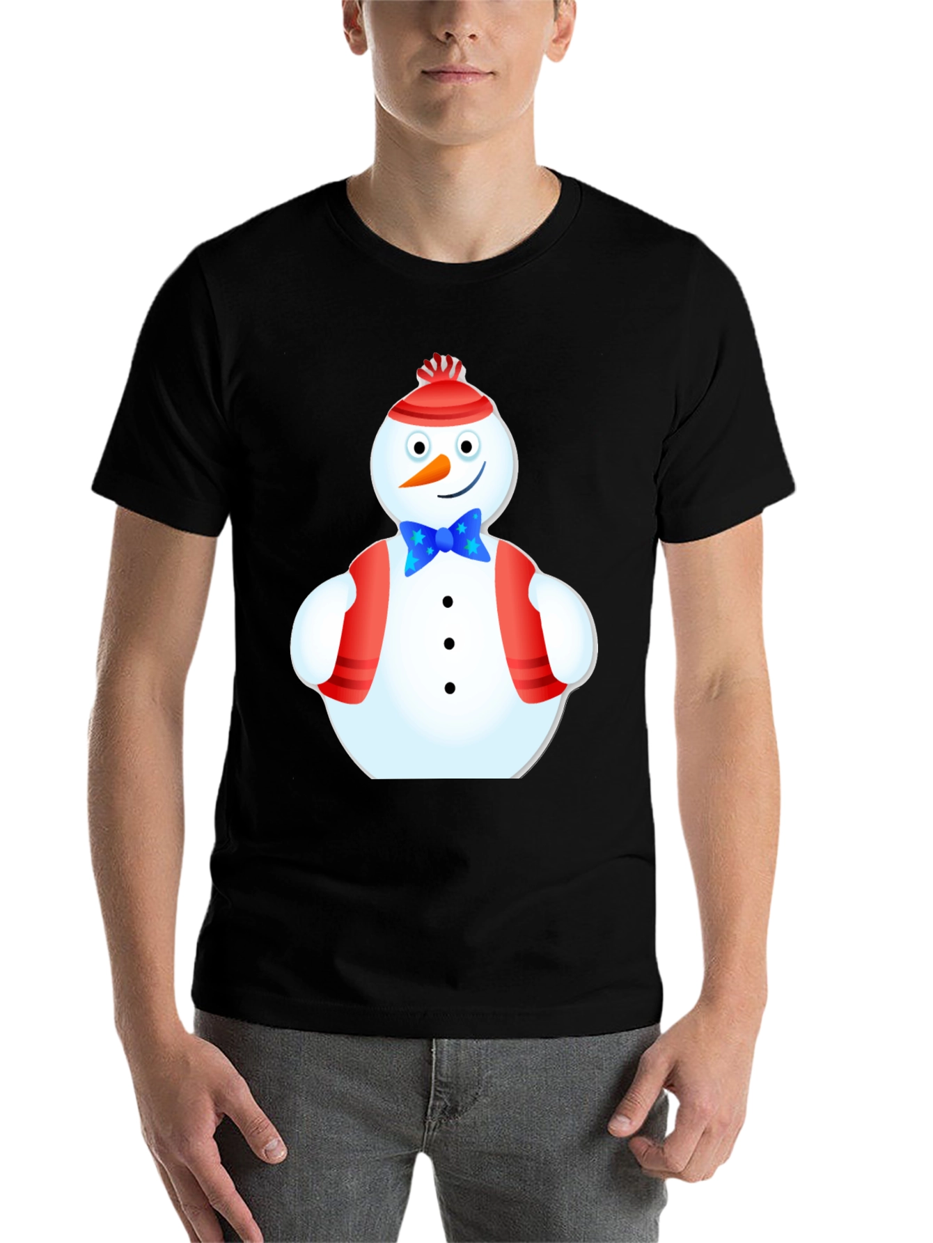 Black Festive Snowman T-Shirt - Holiday Cheer view 7