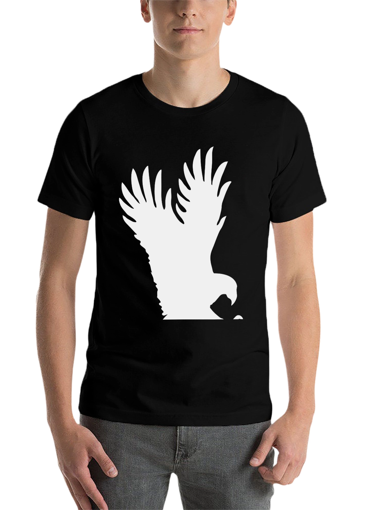 Black Eagle Graphic Tee - Bold Black Cotton T-Shirt view 7