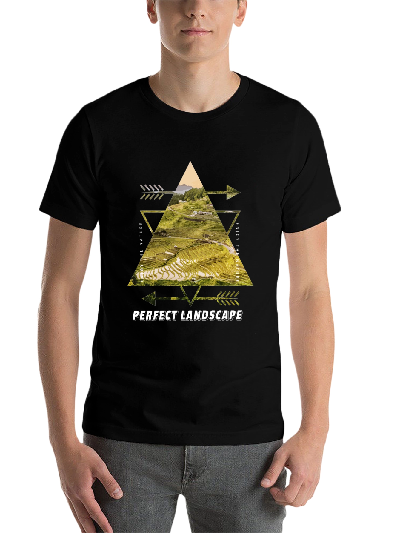 Black Nature Landscape Graphic Tee - Black Cotton Blend view 7