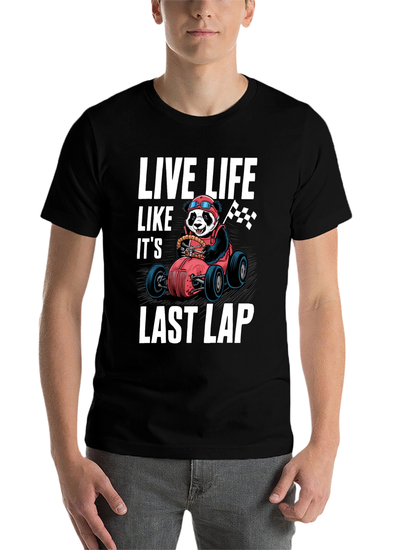 Black Live Life Last Lap Panda Tee view 7