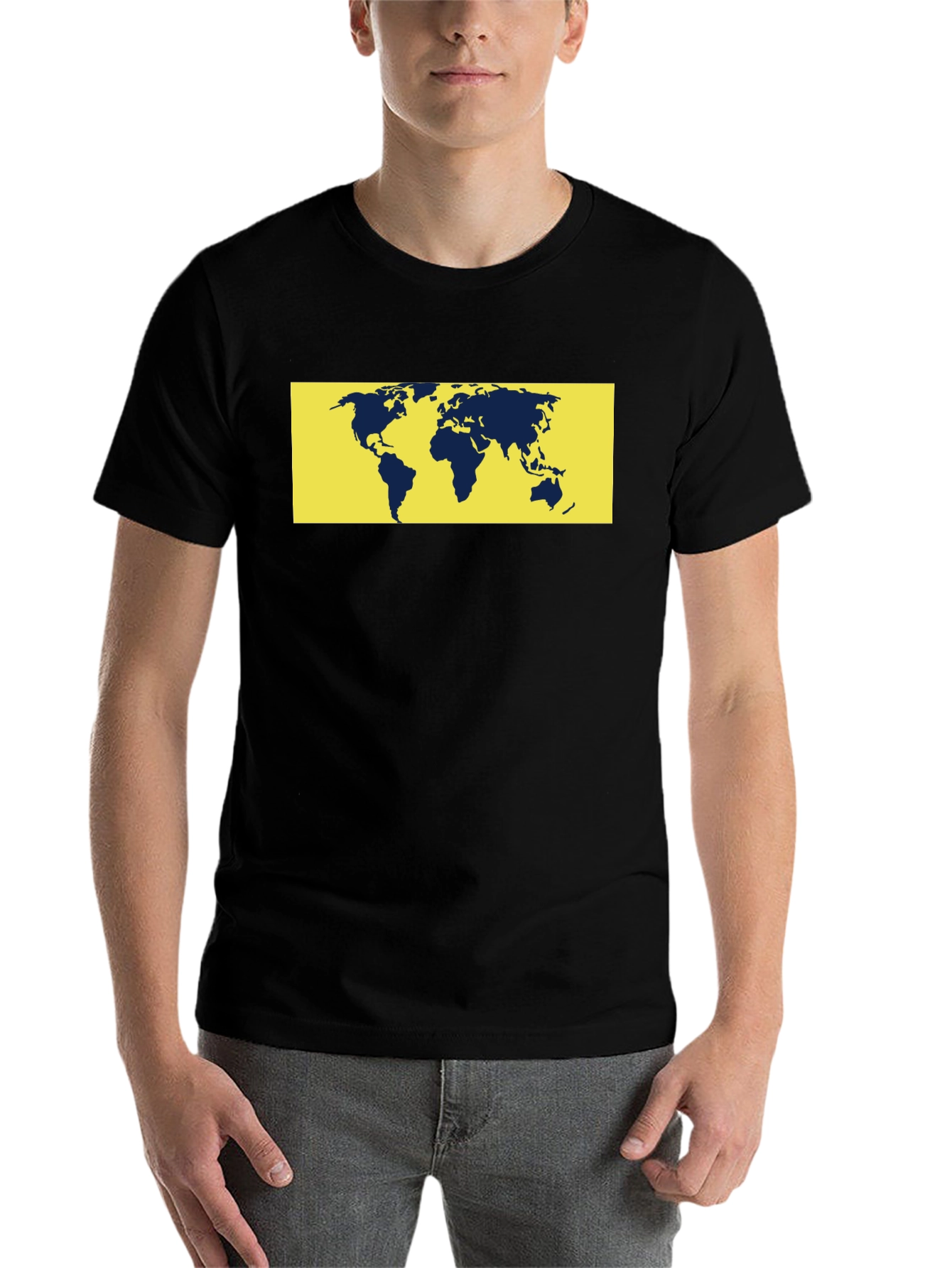 Black World Map Graphic Tee - Men's Black T-Shirt view 7