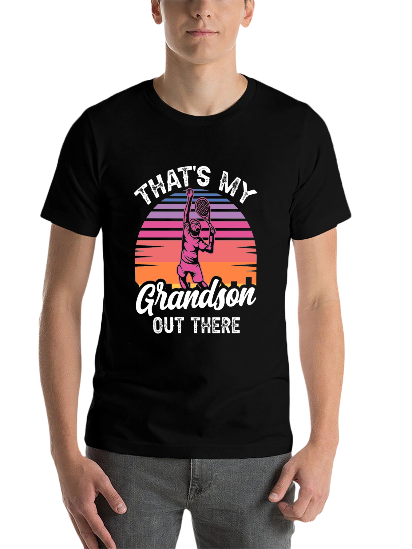 Black That's My Grandson Out There T-Shirt view 7