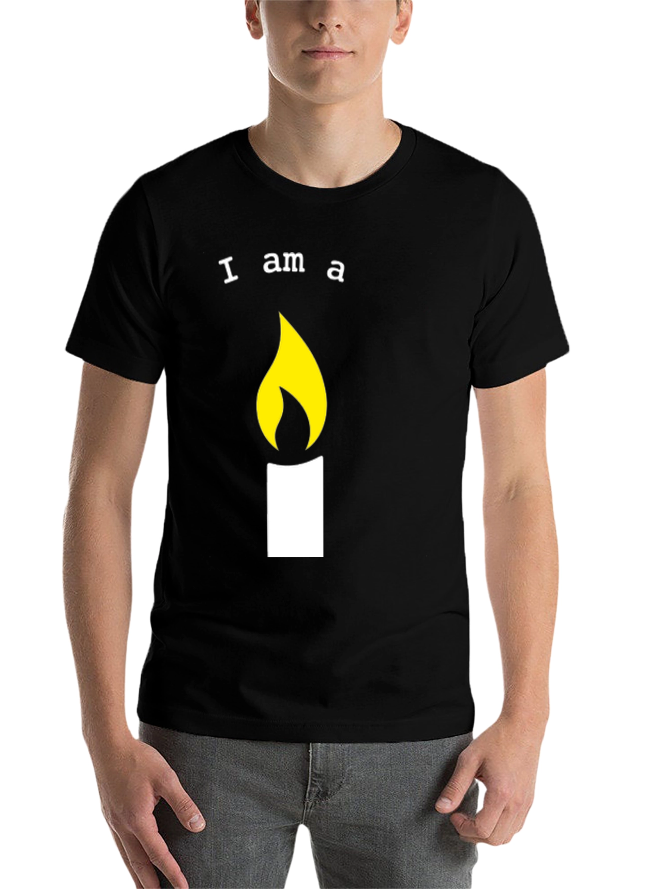 Black I am a Candle T-Shirt - Fun Graphic Tee view 7