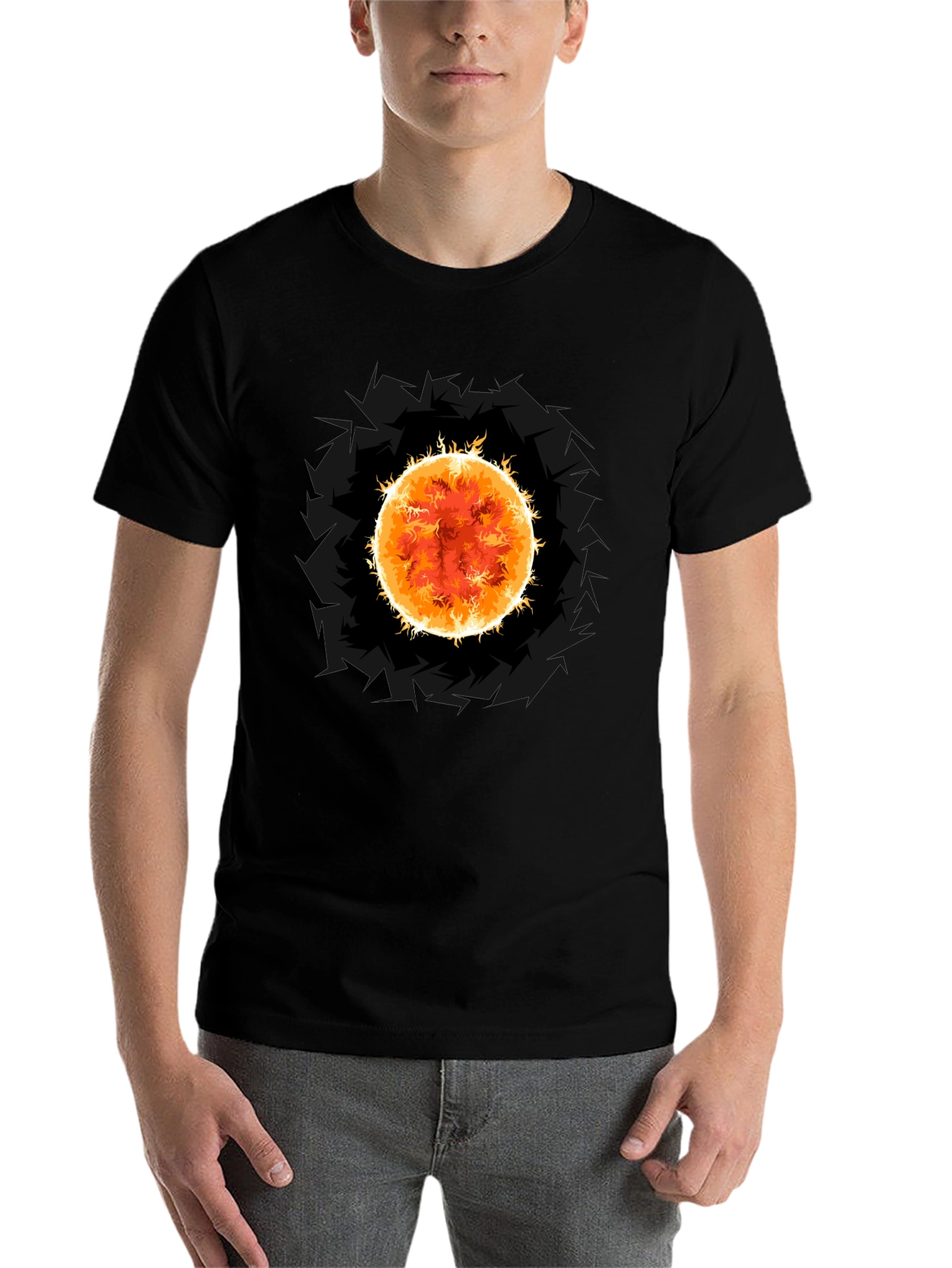 Black Solar Flare Graphic Tee - Premium Black Cotton T-Shirt view 7
