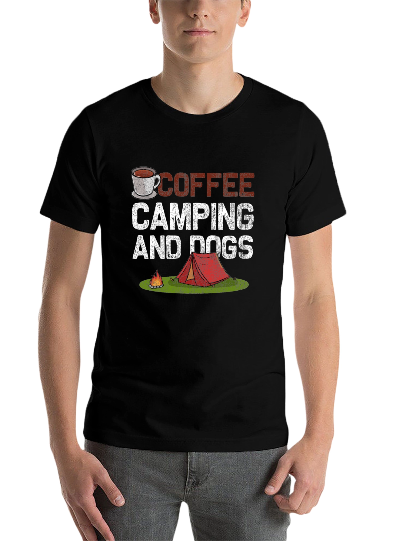 Black Coffee Camping Dogs T-Shirt - Outdoor Adventure Tee view 7