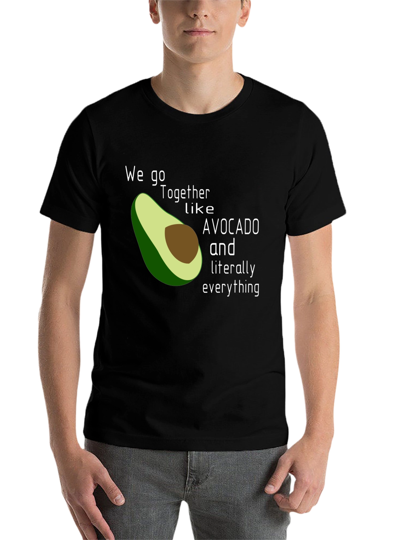 Black Avocado Love T-Shirt - We Go Together Like Avocado & Everything view 7