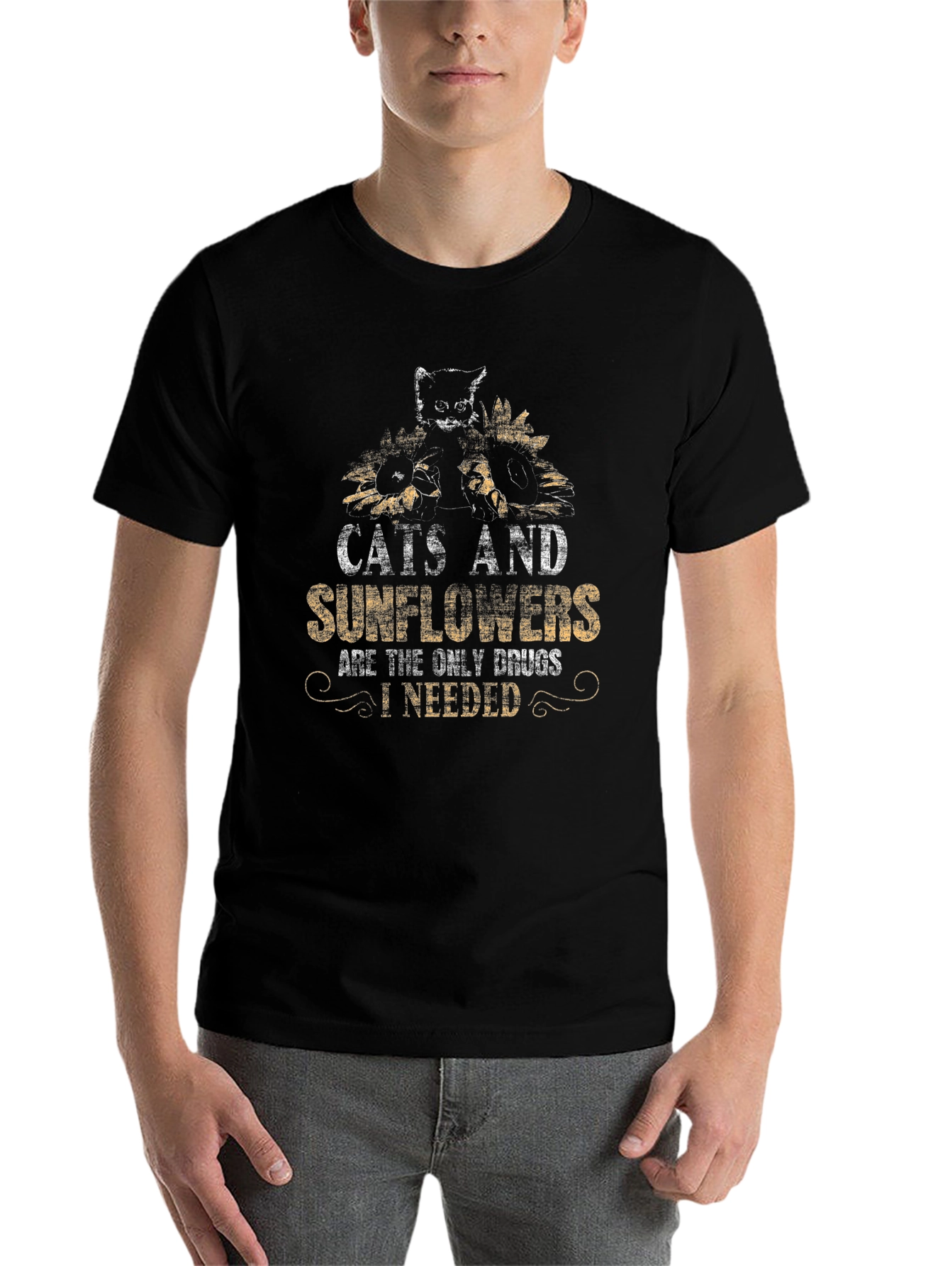 Black Cats and Sunflowers Graphic Tee - Unique Design view 7