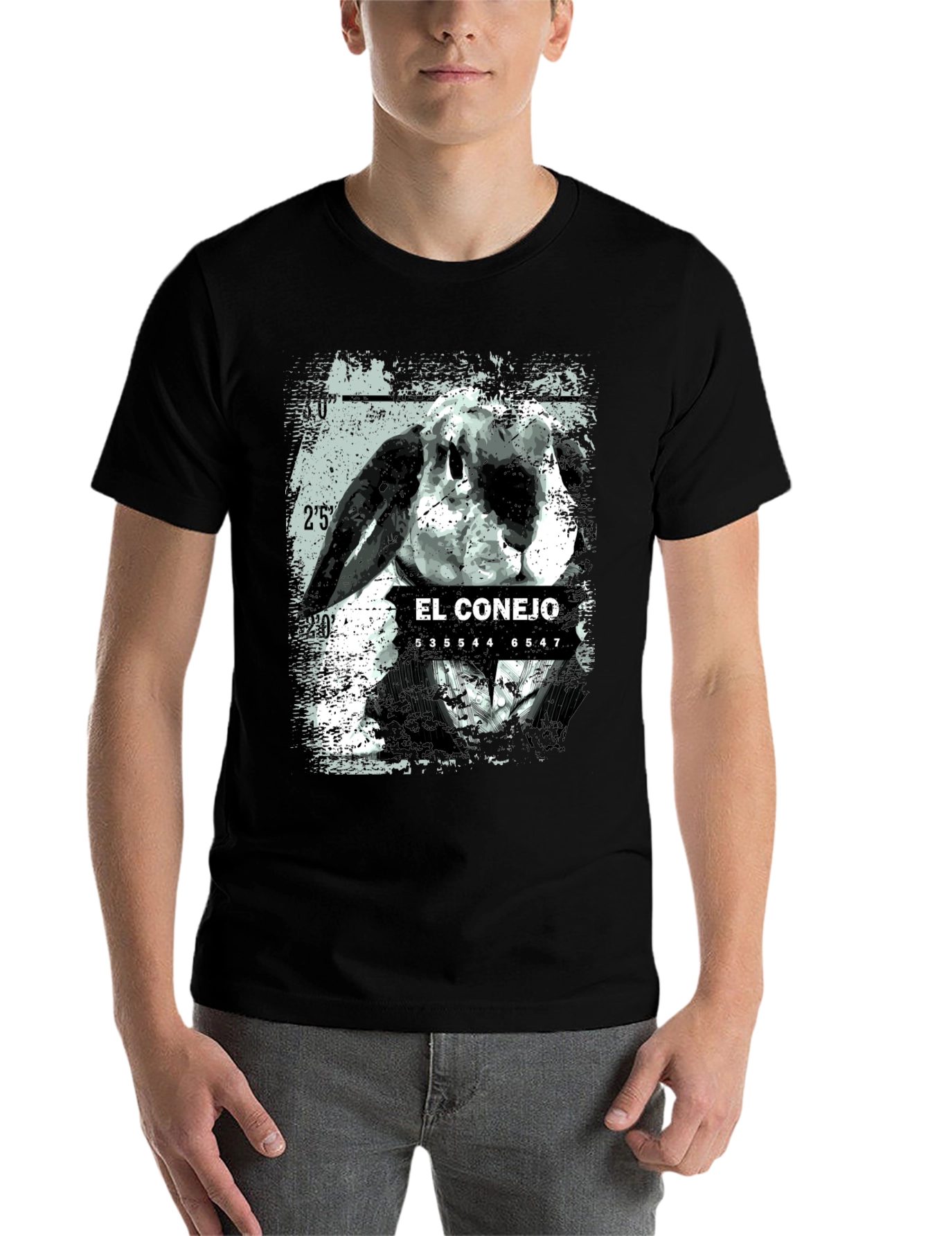 Black El Conejo Graphic T-Shirt - Black Cotton Tee view 7