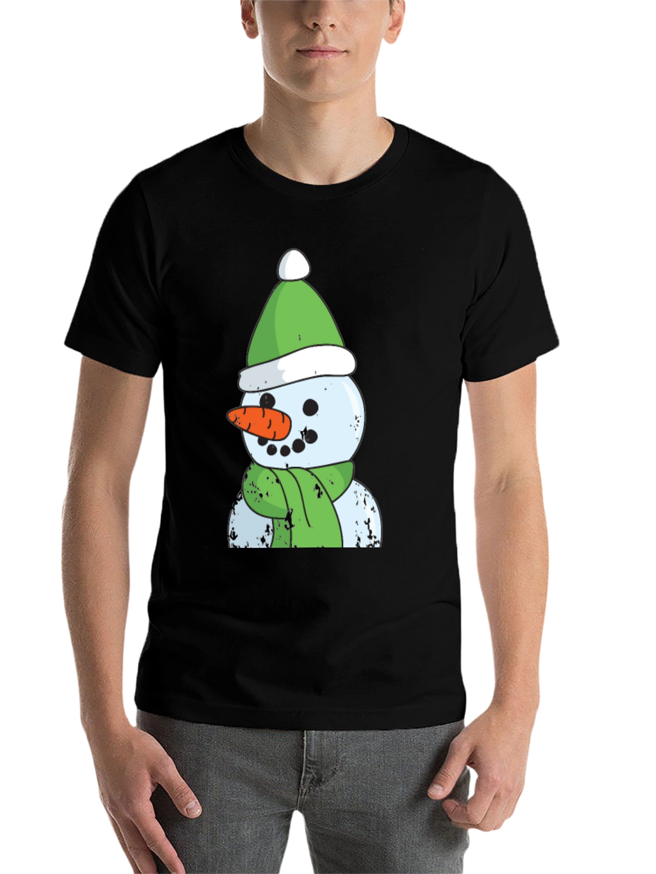 Black Snowman Graphic Tee - Festive Holiday Apparel view 7