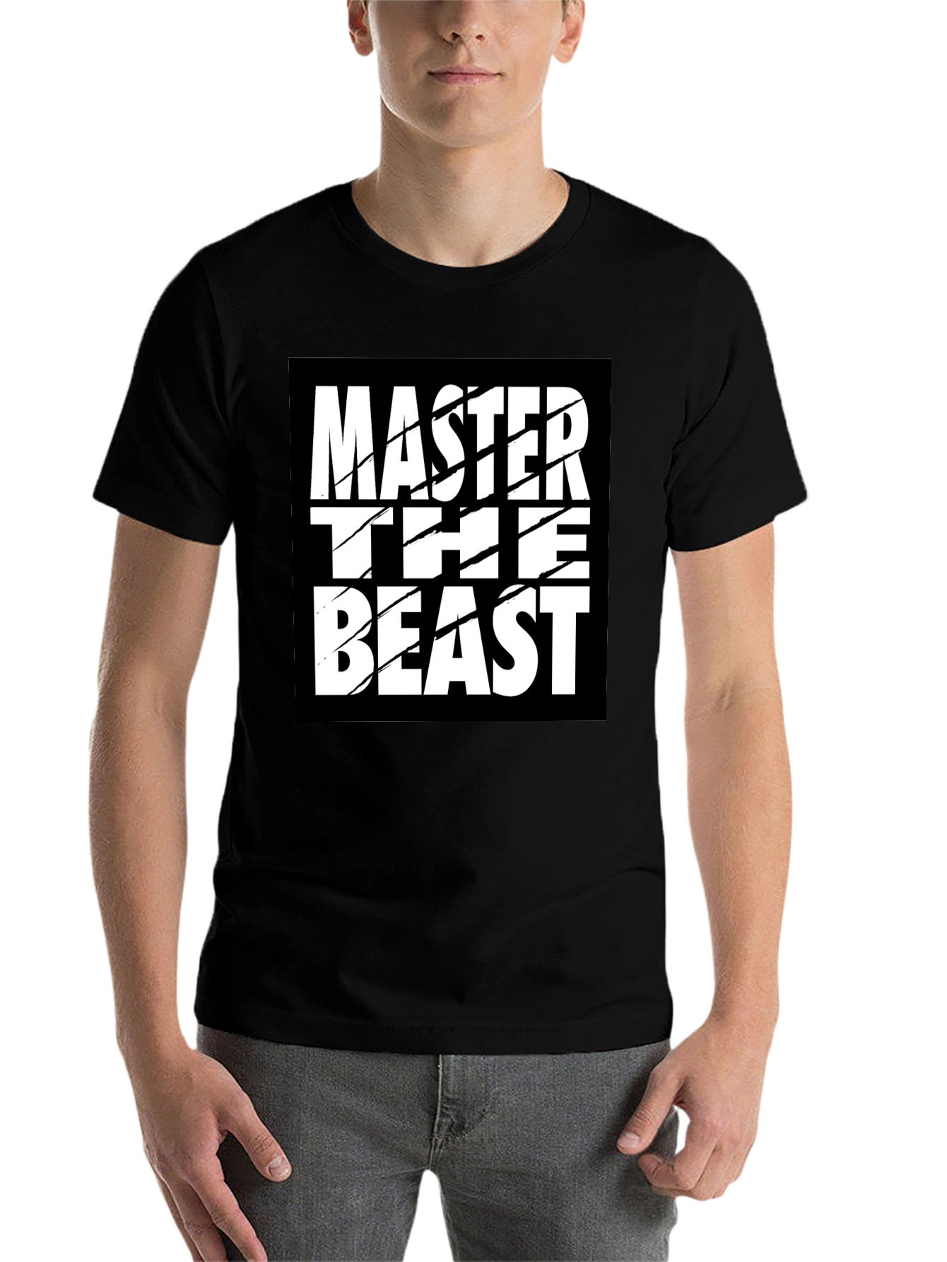 Black Master the Beast Black Graphic Tee Shirt view 7